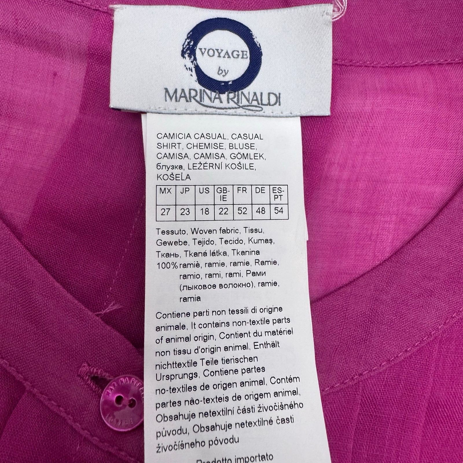 Marina Rinaldi Marina Rinaldi BOEMIA Ramie Long Sleeve Top Pink Magenta 18 Size XXL / US 16-18 / IT 52-54 - 10 Thumbnail