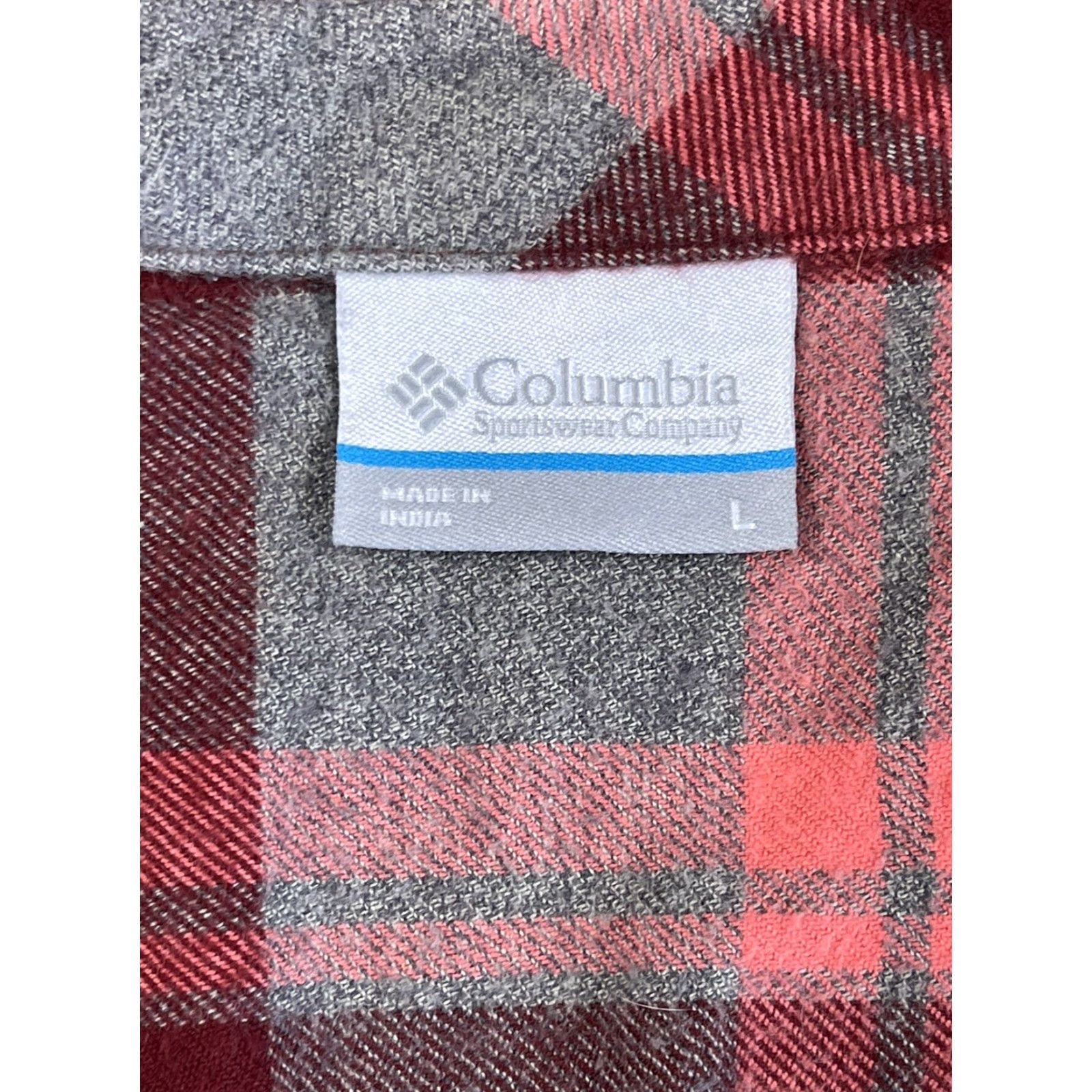 Pinko COLUMBIA Womens Flannel Plaid Shirt Button-Up Long Sleeve Size L Soft Pink Gray Red Outdoor Casual Size L / US 10 / IT 46 - 2 Thumbnail