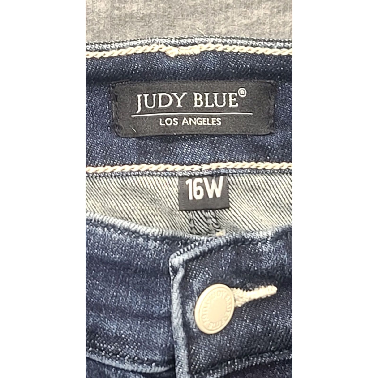 Vintage Judy Blue Jeans Womens 16WX32 Boyfriend Fit Ankle High Rise Stretch Denim Blue Pocket Zipper Button 32 In Inseam 16W Plus Womens Jeans Size 38" / US 16 / IT 52 - 2 Thumbnail
