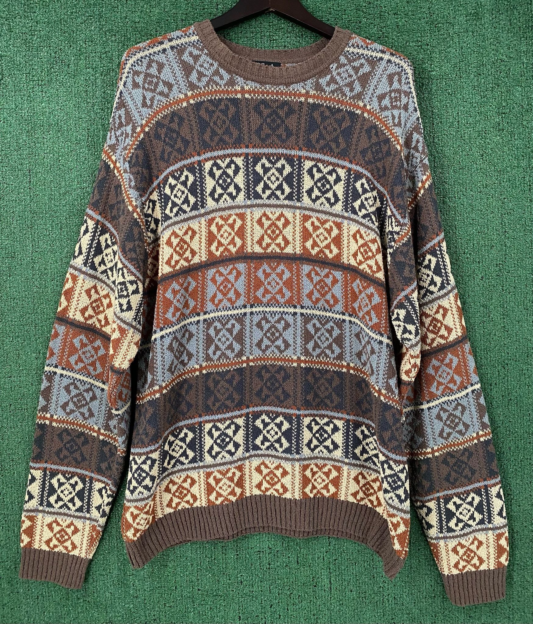 Jos. A. Bank 90’s Jos A Bank Silk Blend Geometric Patterned Sweater Large Size US L / EU 52-54 / 3 - 1 Thumbnail