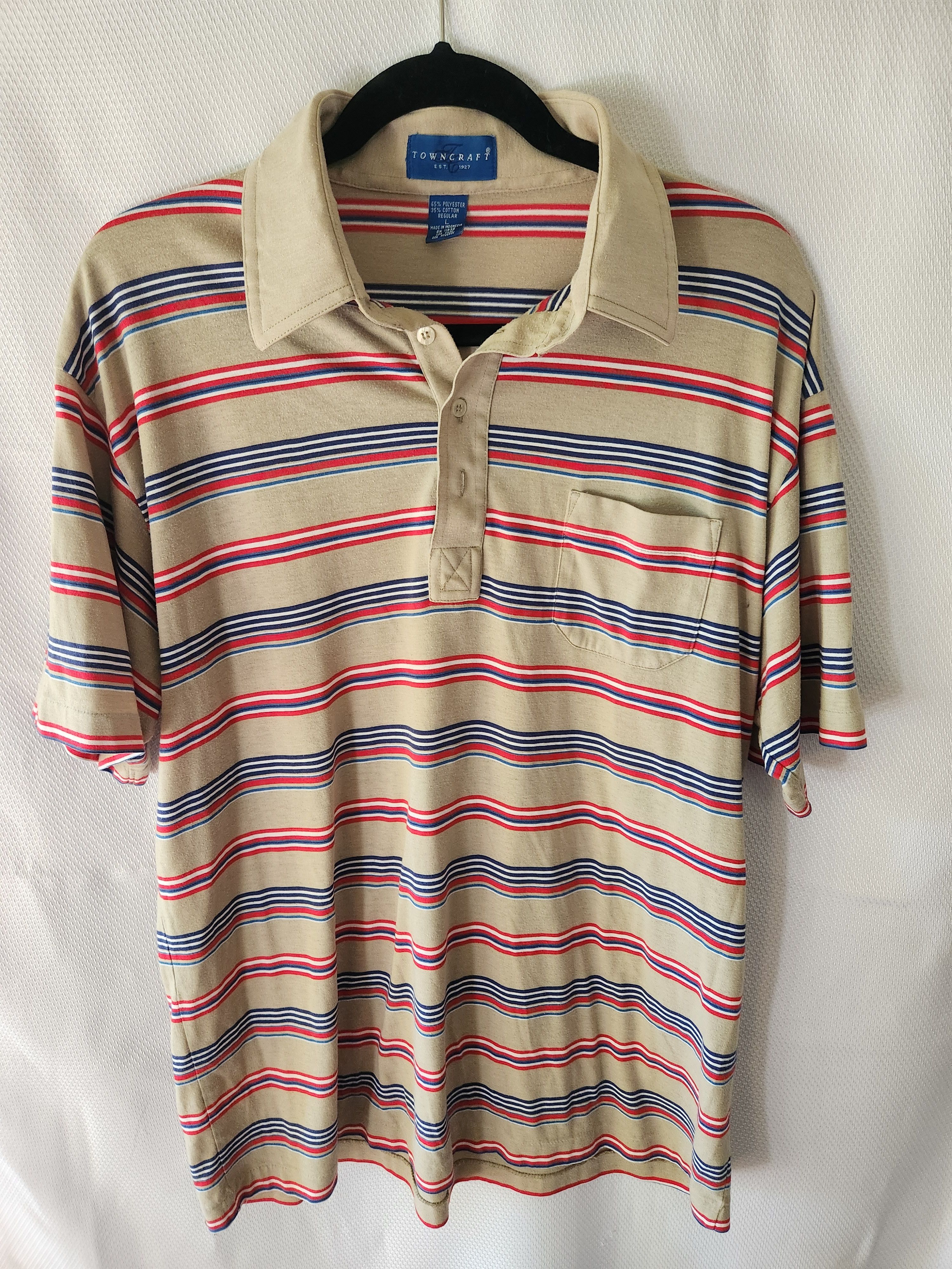 Towncraft Vintage 80's Towncraft Men's Striped Polo Shirt . Size US L / EU 52-54 / 3 - 1 Thumbnail