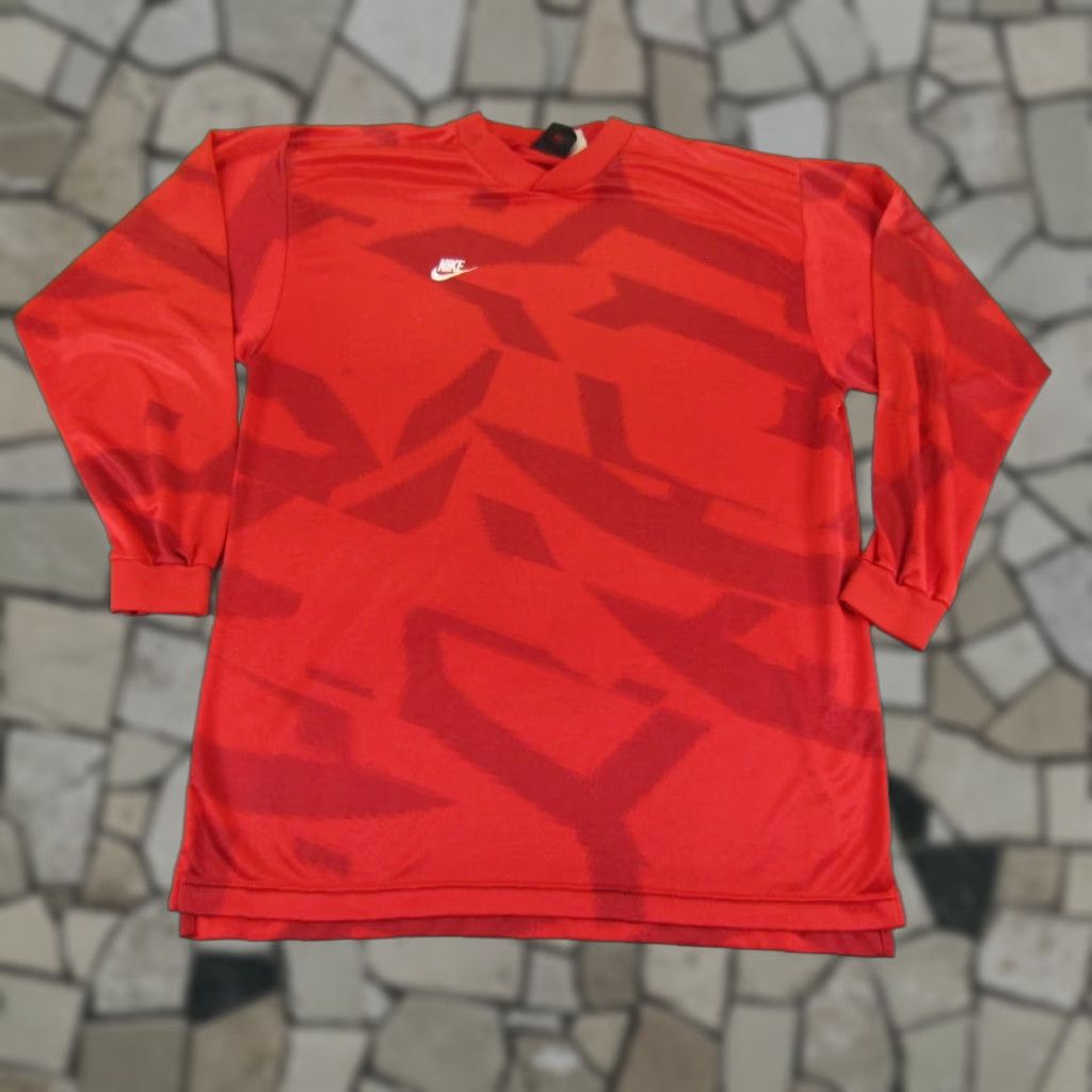 Vintage Nike Shirt Men Medium Red Premier Soccer Jersey Goal Keeper Goalie 90s