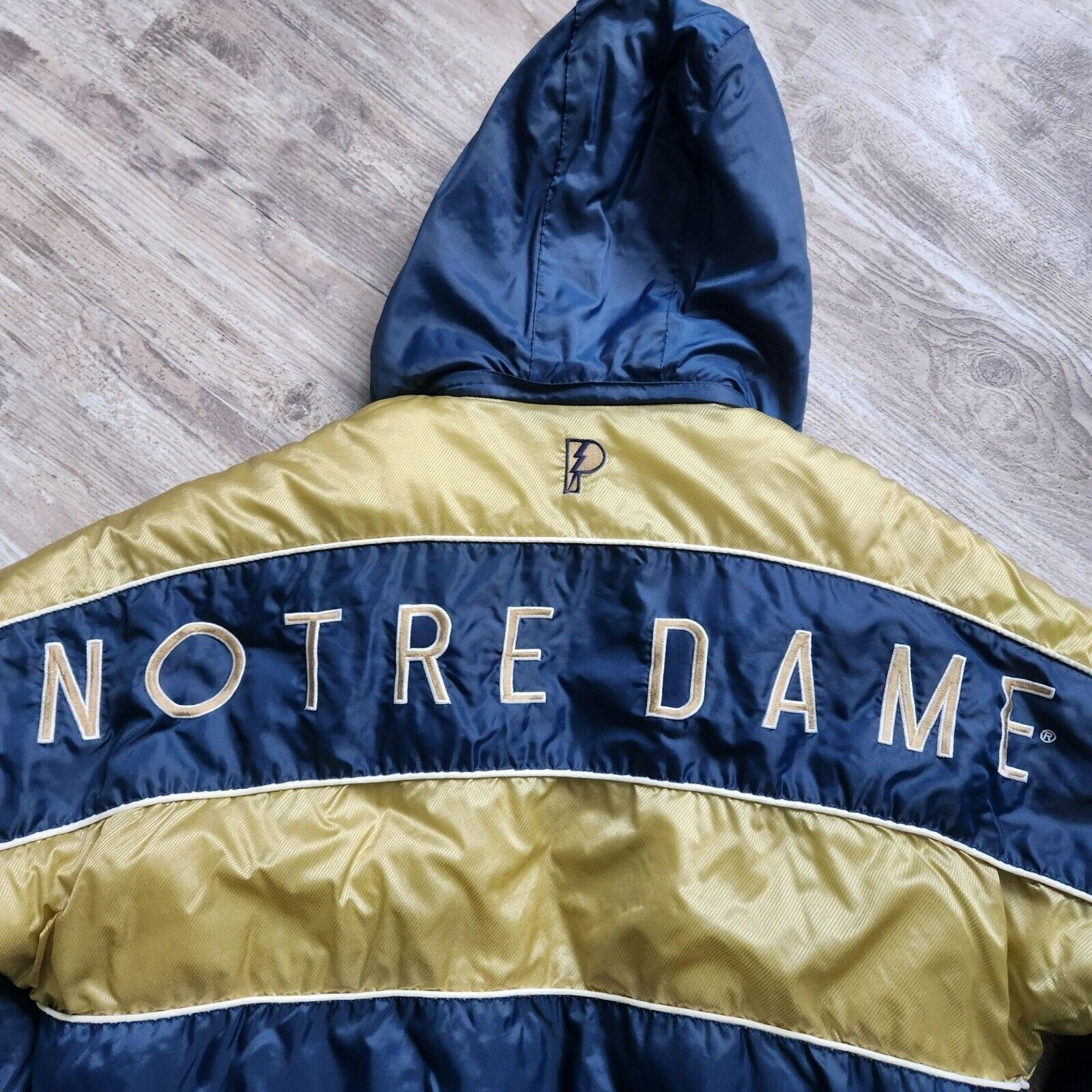 Pro Player Vtg Y2K Notre Dame Reversible Puffer Bomber Jacket Hood Embr Size US L / EU 52-54 / 3 - 4 Thumbnail