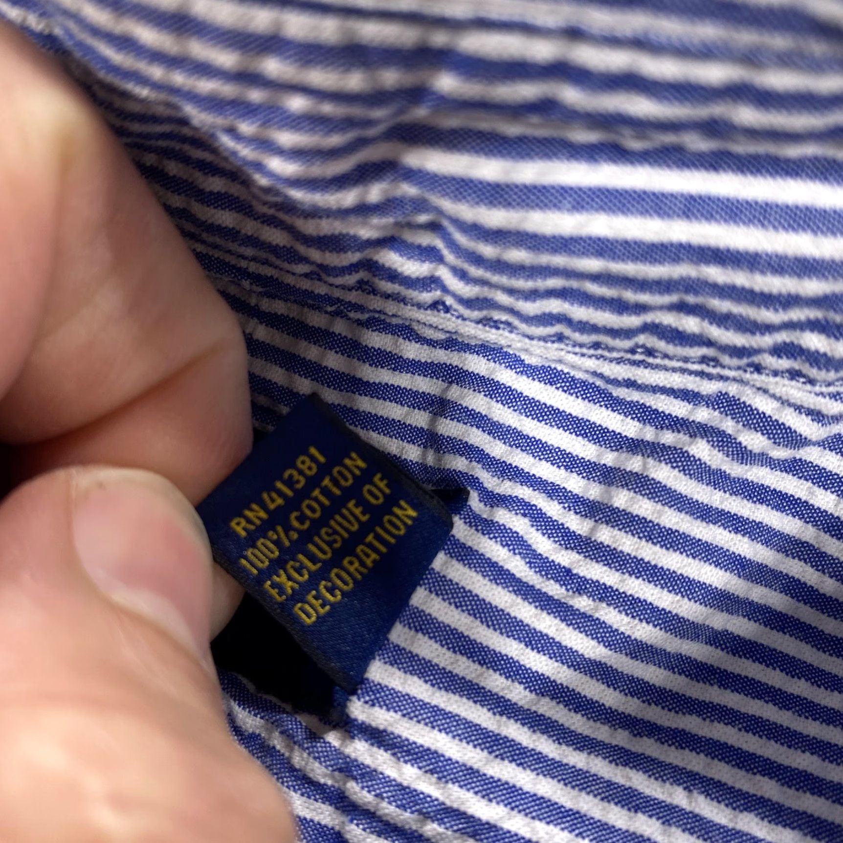 Ralph Lauren Ralph Lauren Shirt Mens Large Blue Stripe Short Sleeve Button Down Cotton Casual Size US L / EU 52-54 / 3 - 3 Thumbnail