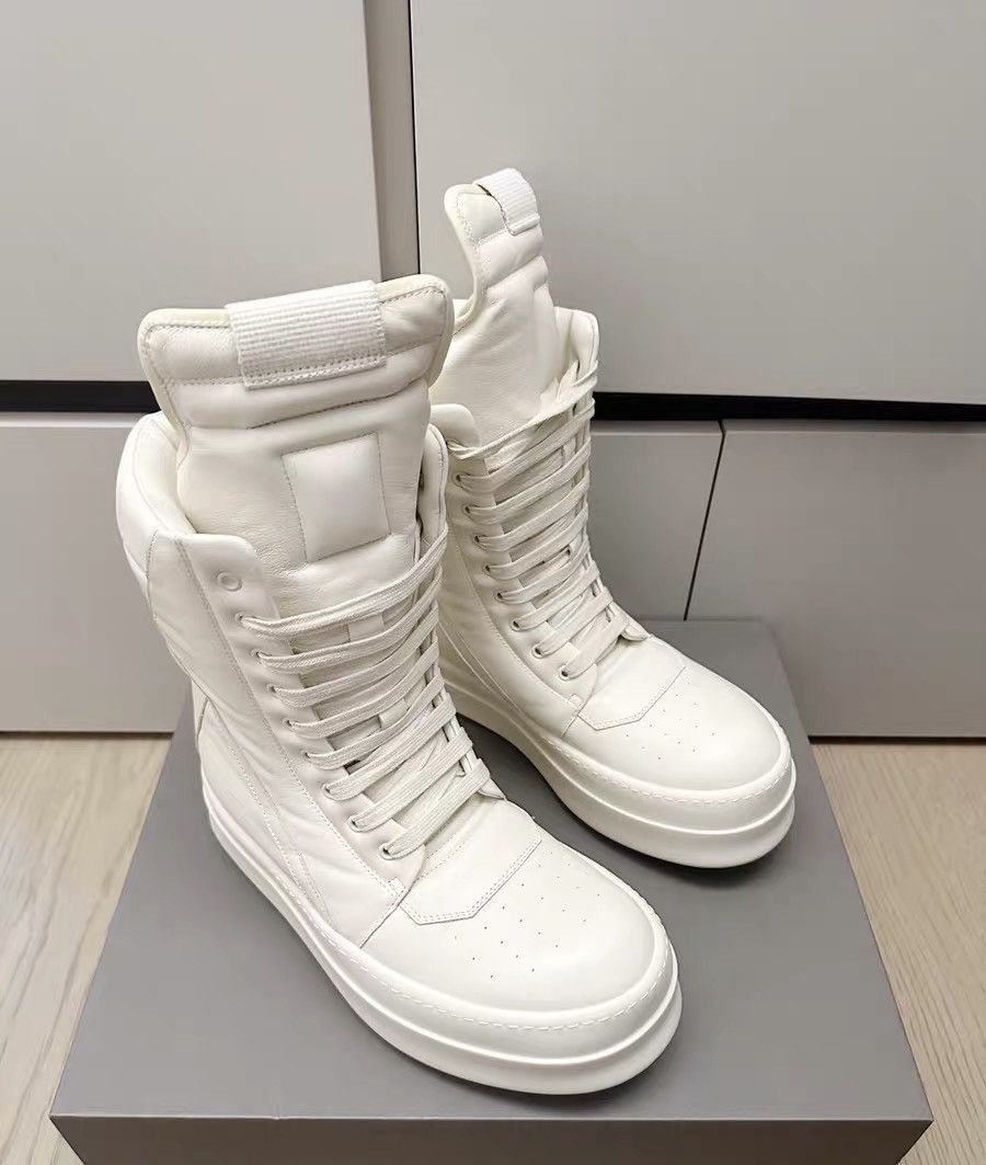 Rick Owens Rick Owens Triple White Geobasket High-Top Sneakers Size US 8.5 / EU 41-42 - 1 Thumbnail