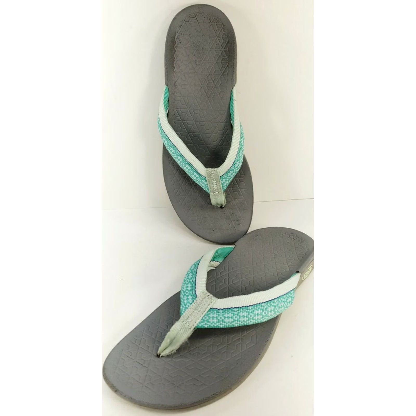 Chaco Chaco Women's Flip Flop Thong Sandal Size 7 Mint Green White Straps Gray Footbed Size US 7 / IT 37 - 2 Thumbnail
