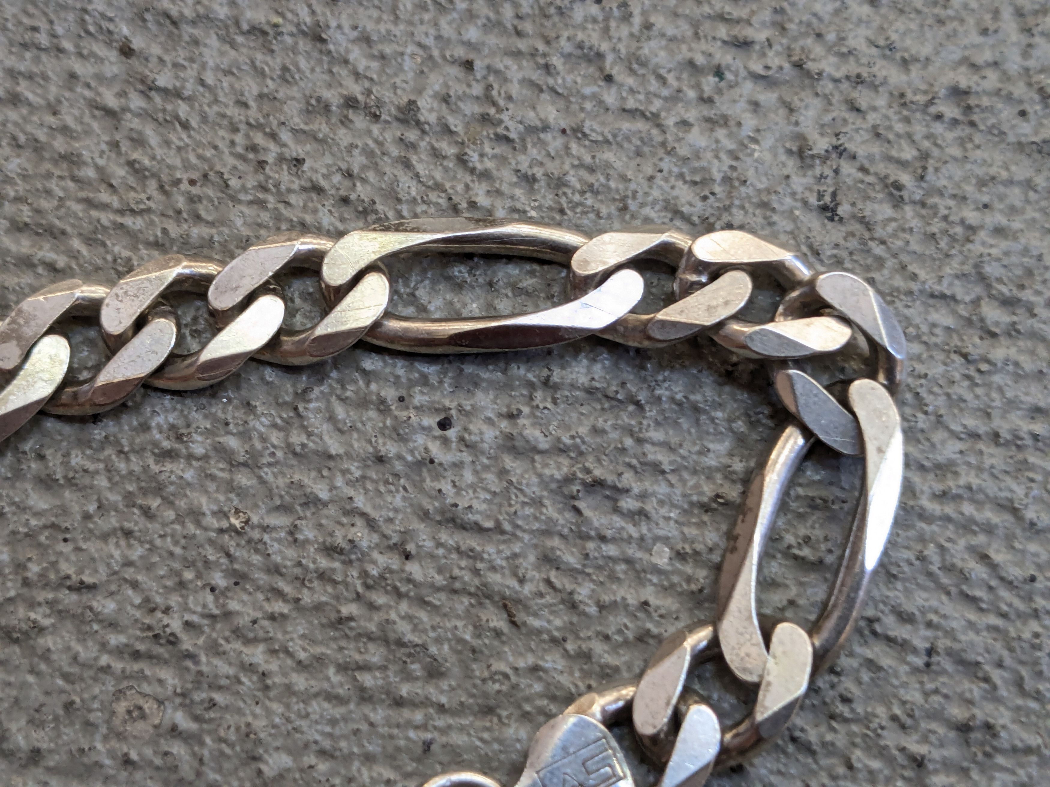 Other Sterling Silver Bracelet 8" Figaro Link Chain Biker Punk Size ONE SIZE - 3 Thumbnail