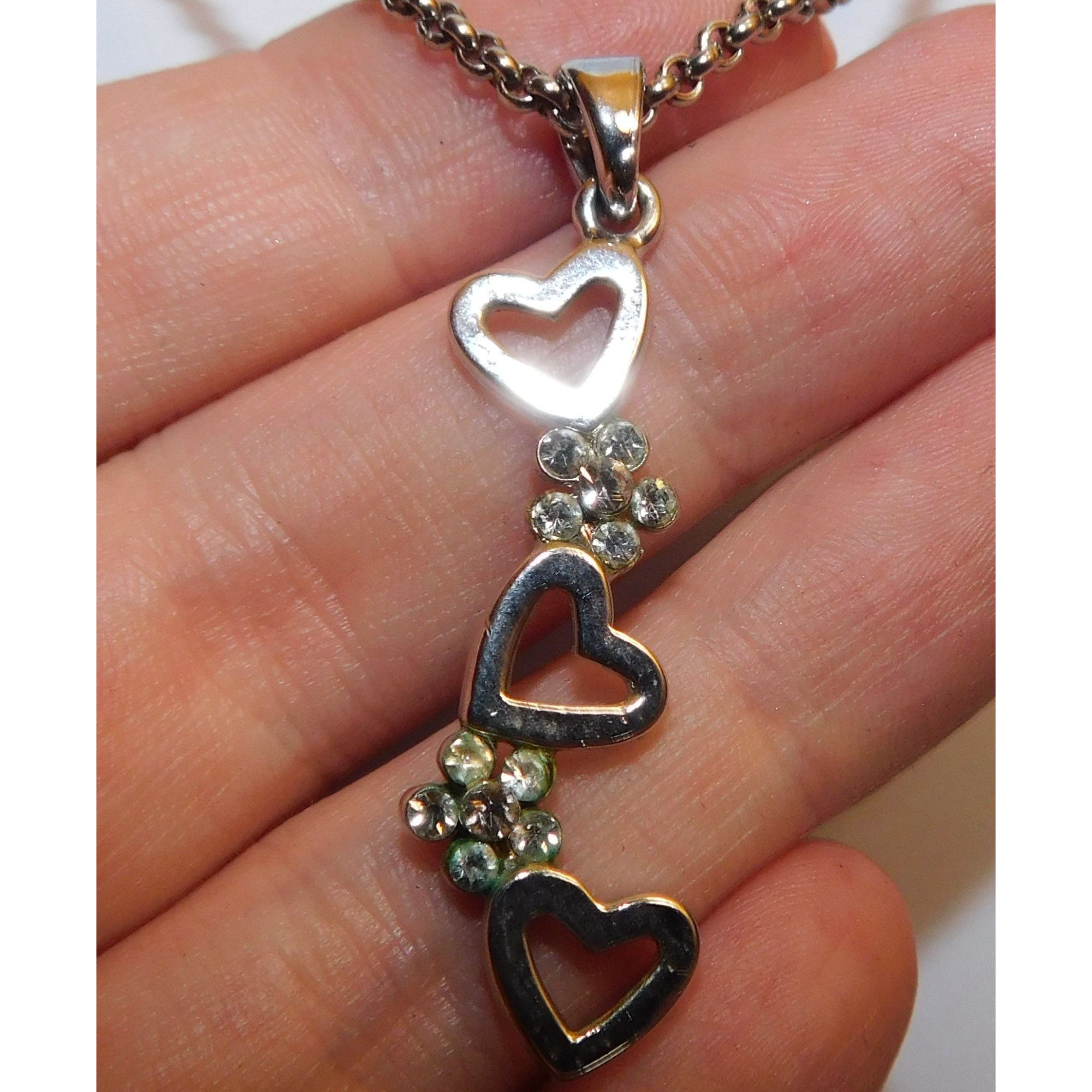 Other Triple Heart Floral Silver Tone Pendant Necklace Size ONE SIZE - 3 Thumbnail
