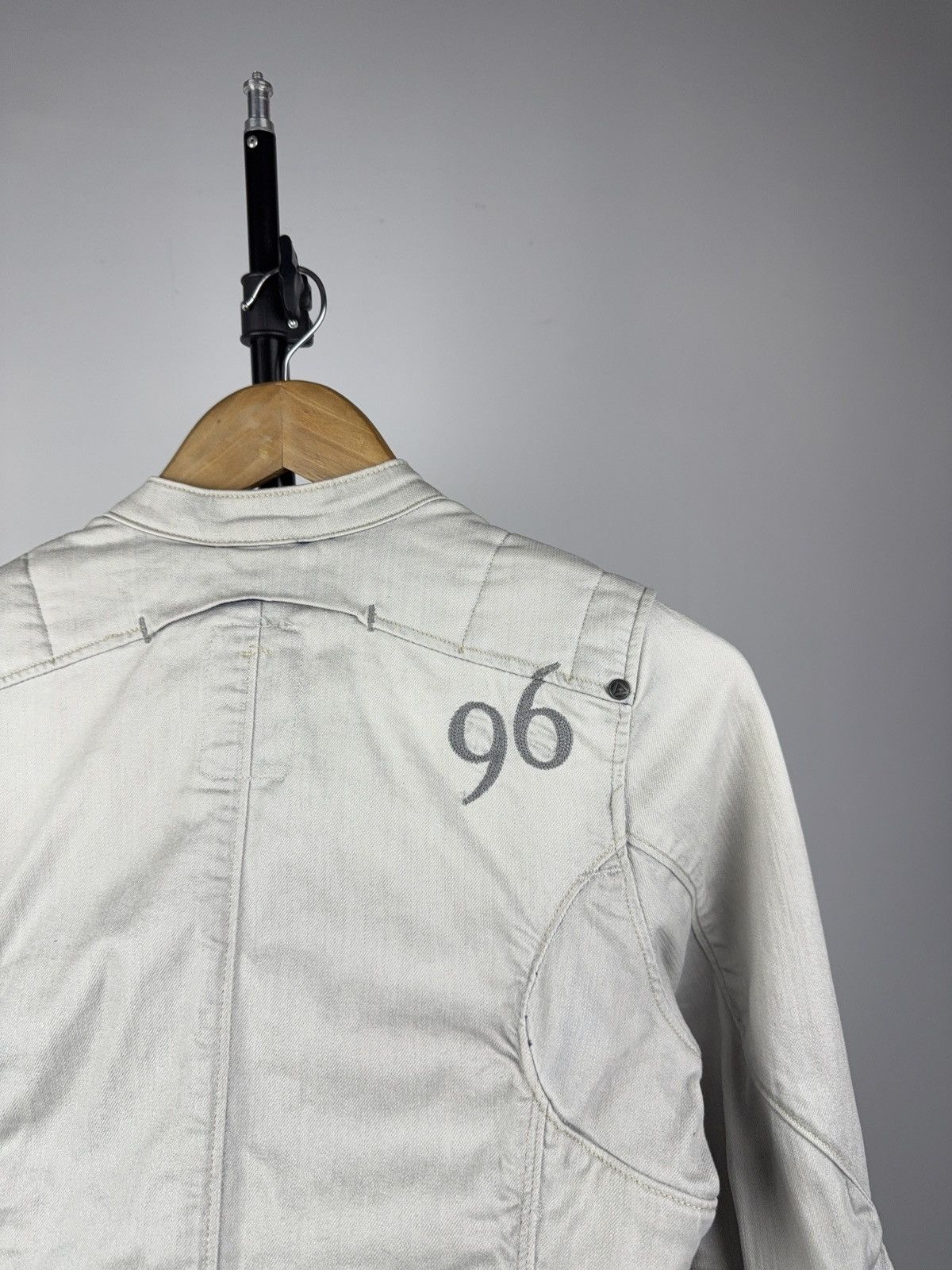 G-Star Avant Garde 00s G-Star RAW 96 White Moto Denim Jacket Y2K Size S / US 4 / IT 40 - 11 Thumbnail