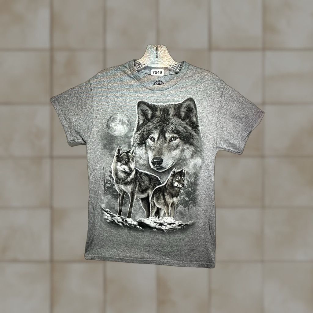 Vintage VINTAGE DOM Wolf Pack T-Shirt Adult Small Gray Graphic Print Nature Retro Outdoor Mens Size US S / EU 44-46 / 1 - 1 Thumbnail