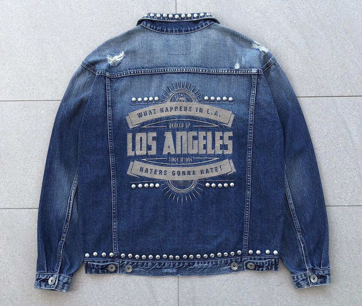 Vintage GYDA Los Angeles Embroidery Logo Denim Jacket Size US L / EU 52-54 / 3 - 12 Thumbnail