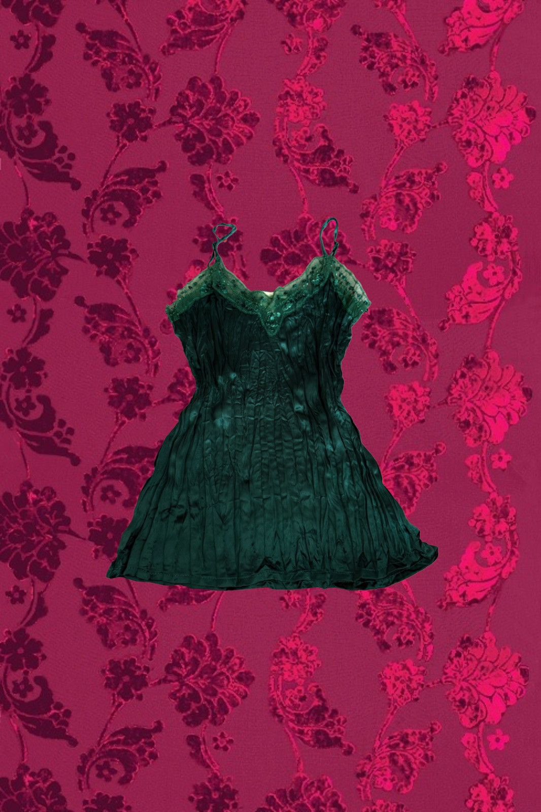 Vintage Vintage/Y2k Green satin finish elegant top with sequins Size S / US 4 / IT 40 - 1 Thumbnail