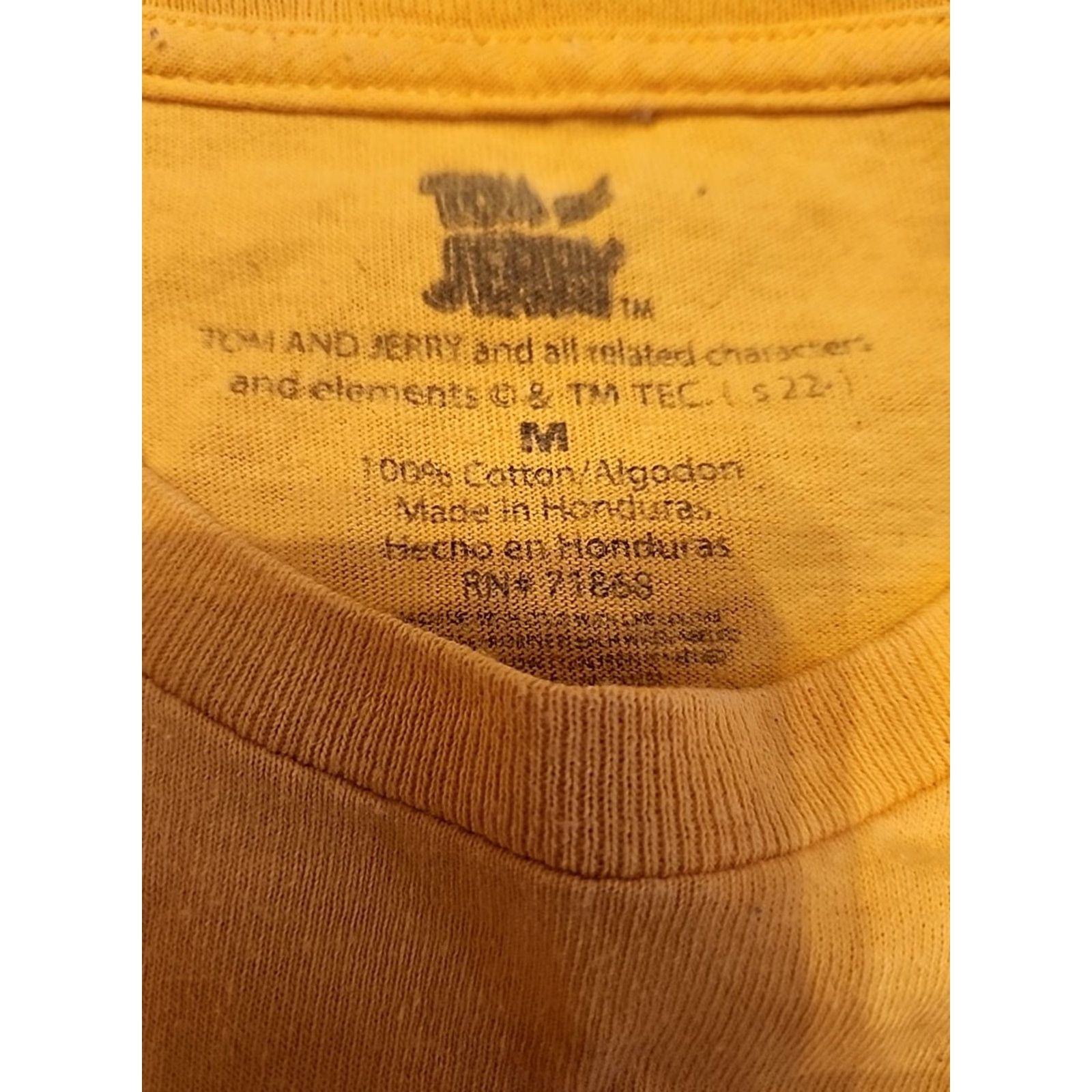 Vintage Tom and Jerry Shirt Mens Cartoon T Shirt Short Sleeve Yellow Size Medium Crew Neck Cotton Graphic Print T-Shirt Size US M / EU 48-50 / 2 - 2 Thumbnail