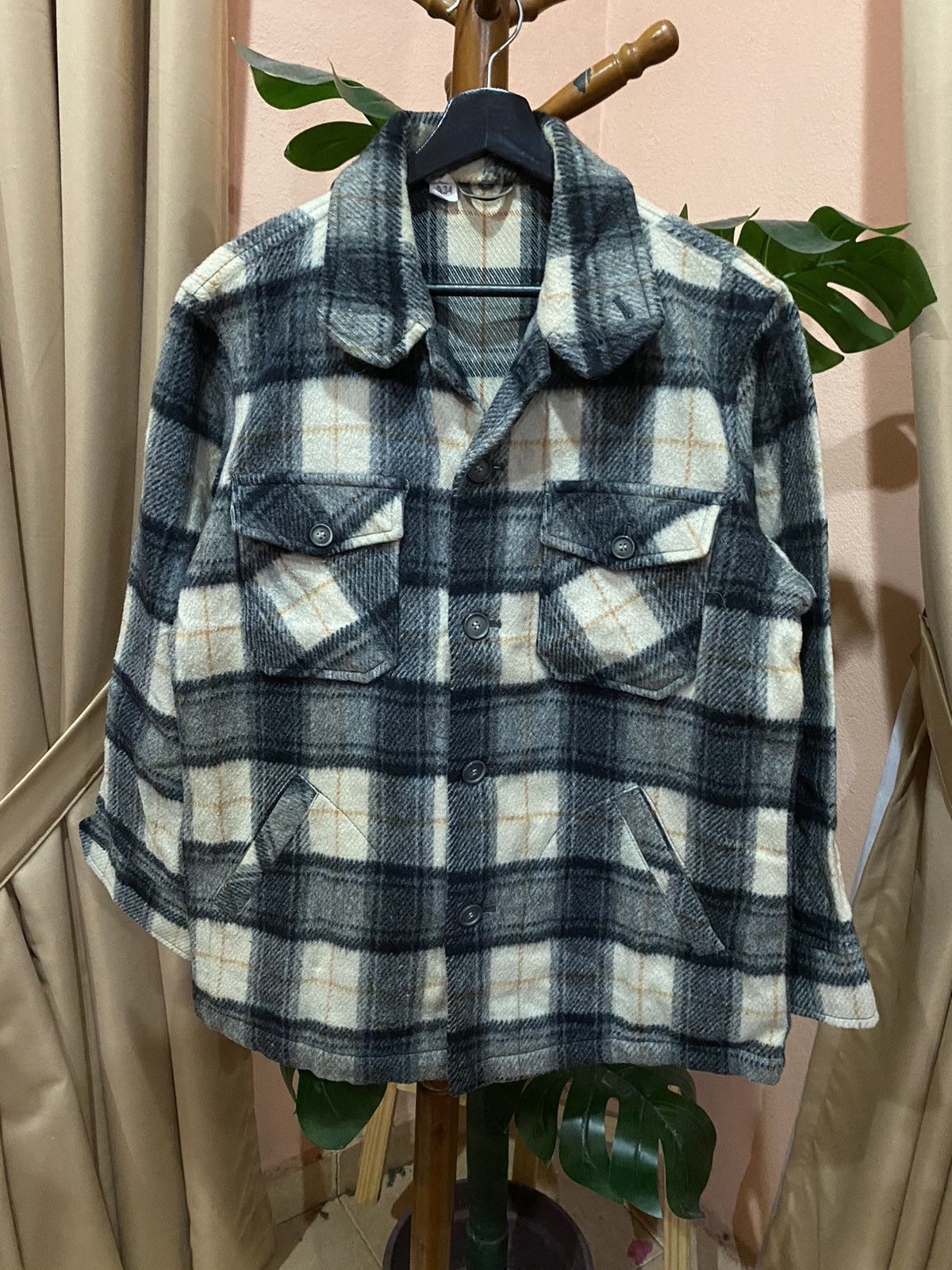 Vintage A34 Plaid Wool Shirt Jacket - Heavyweight Workwear