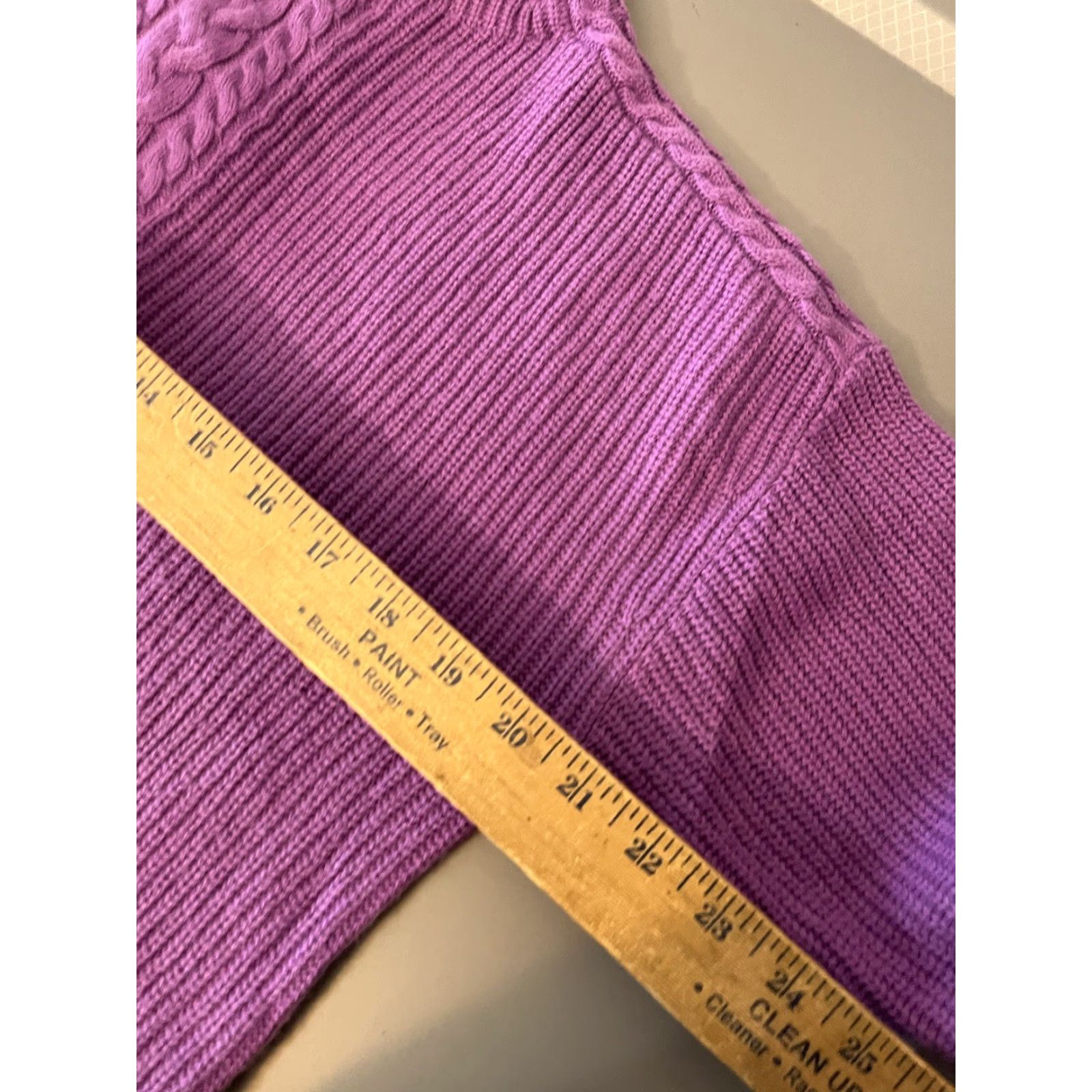 Talbots VINTAGE Talbots Sweater Mock Neck Cable-Knit Wool Purple Medium Ladies Pullover Preppy Size M / US 6-8 / IT 42-44 - 5 Thumbnail