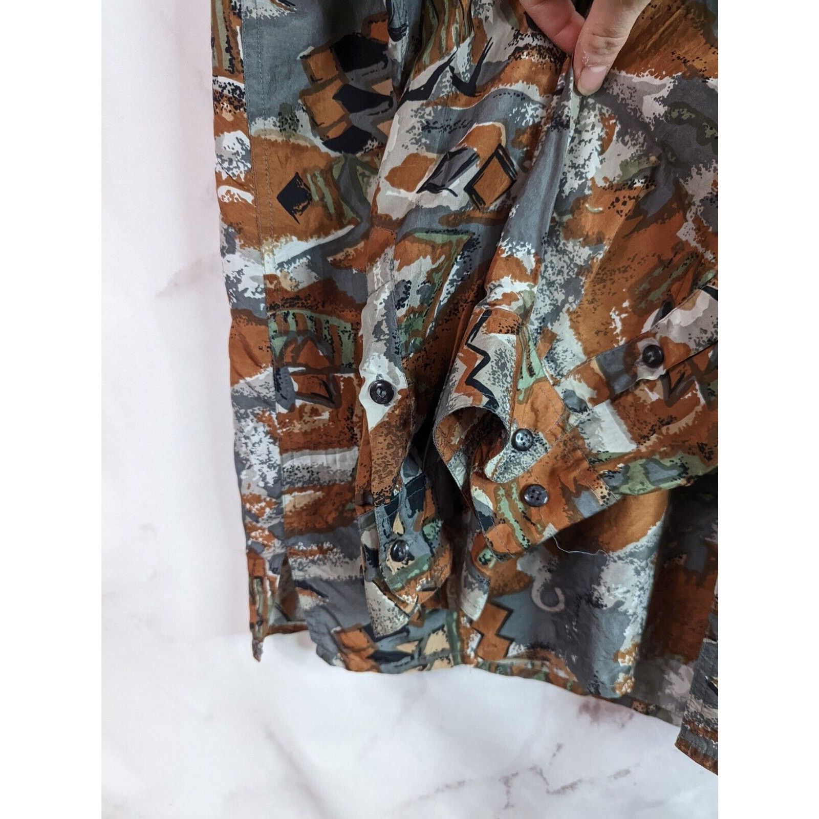 Vintage Vintage Silk Shirt Mens XL Brown Button Up 90s Rockabilly Size US XL / EU 56 / 4 - 9 Thumbnail
