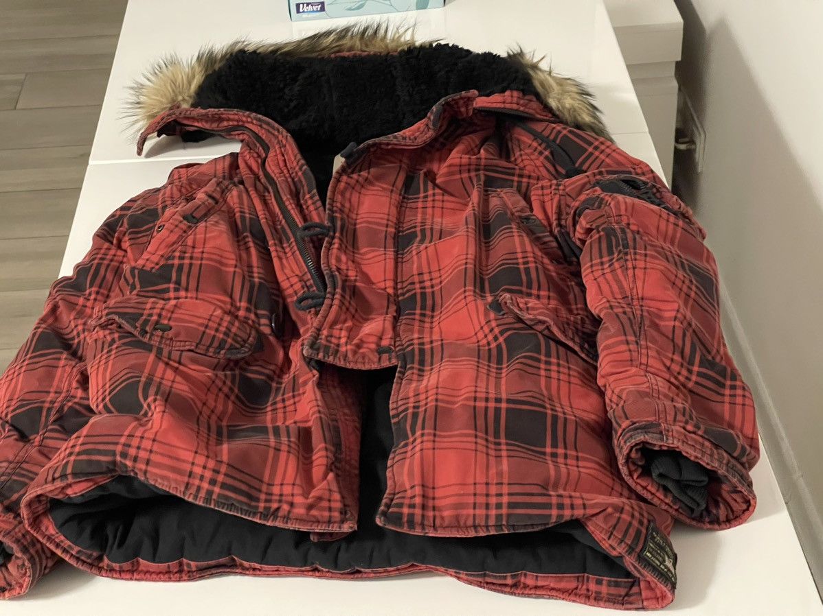 image of Denim And Supply Ralph Lauren Denim Supply & Ralph Laurent Down Snorkle Cabin Plaid Jacket in Red (