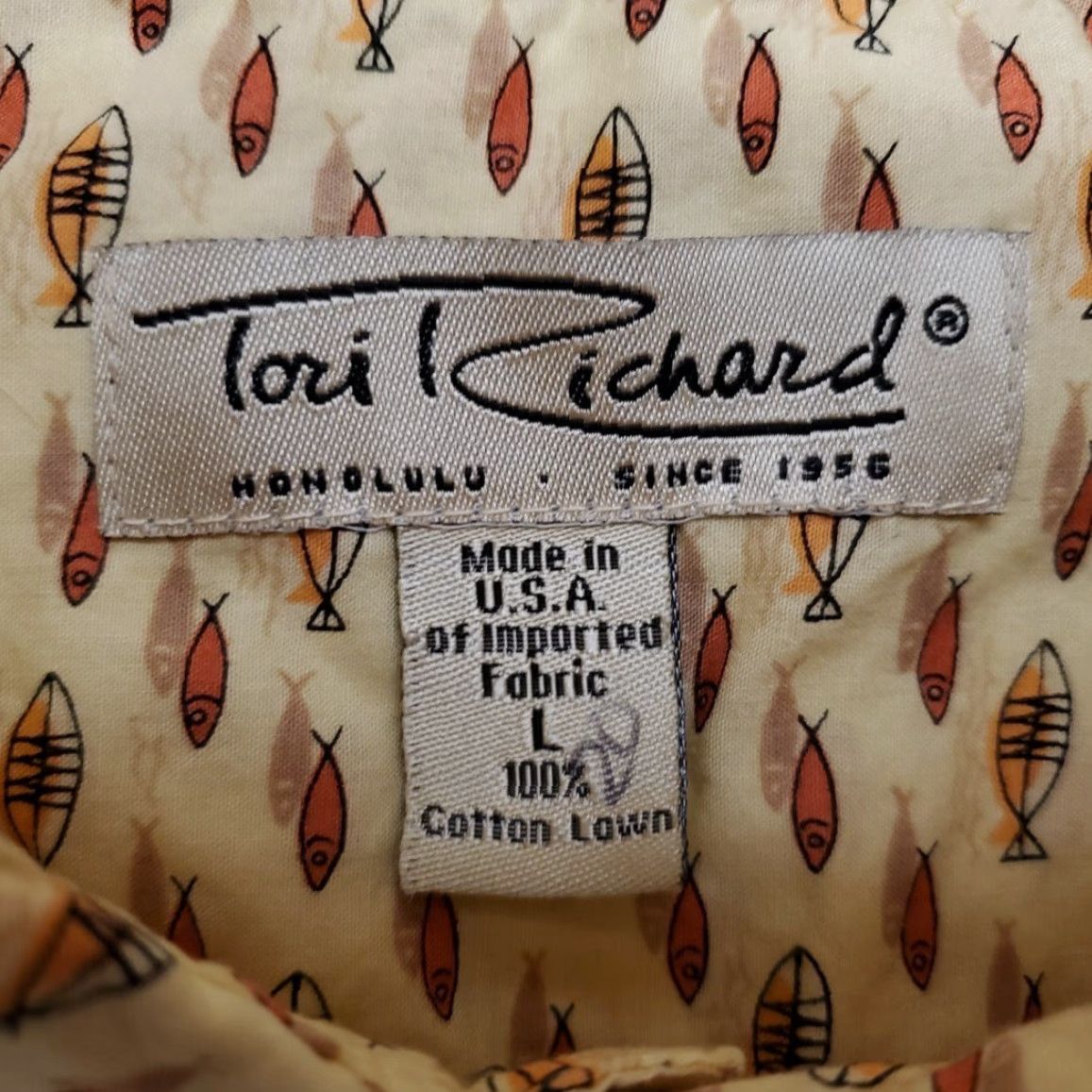 Tori Richard VINTAGE Tori Richard Shirt Mens L Yellow Geometric Fish Print Button Up Short Sleeve Size US L / EU 52-54 / 3 - 4 Thumbnail