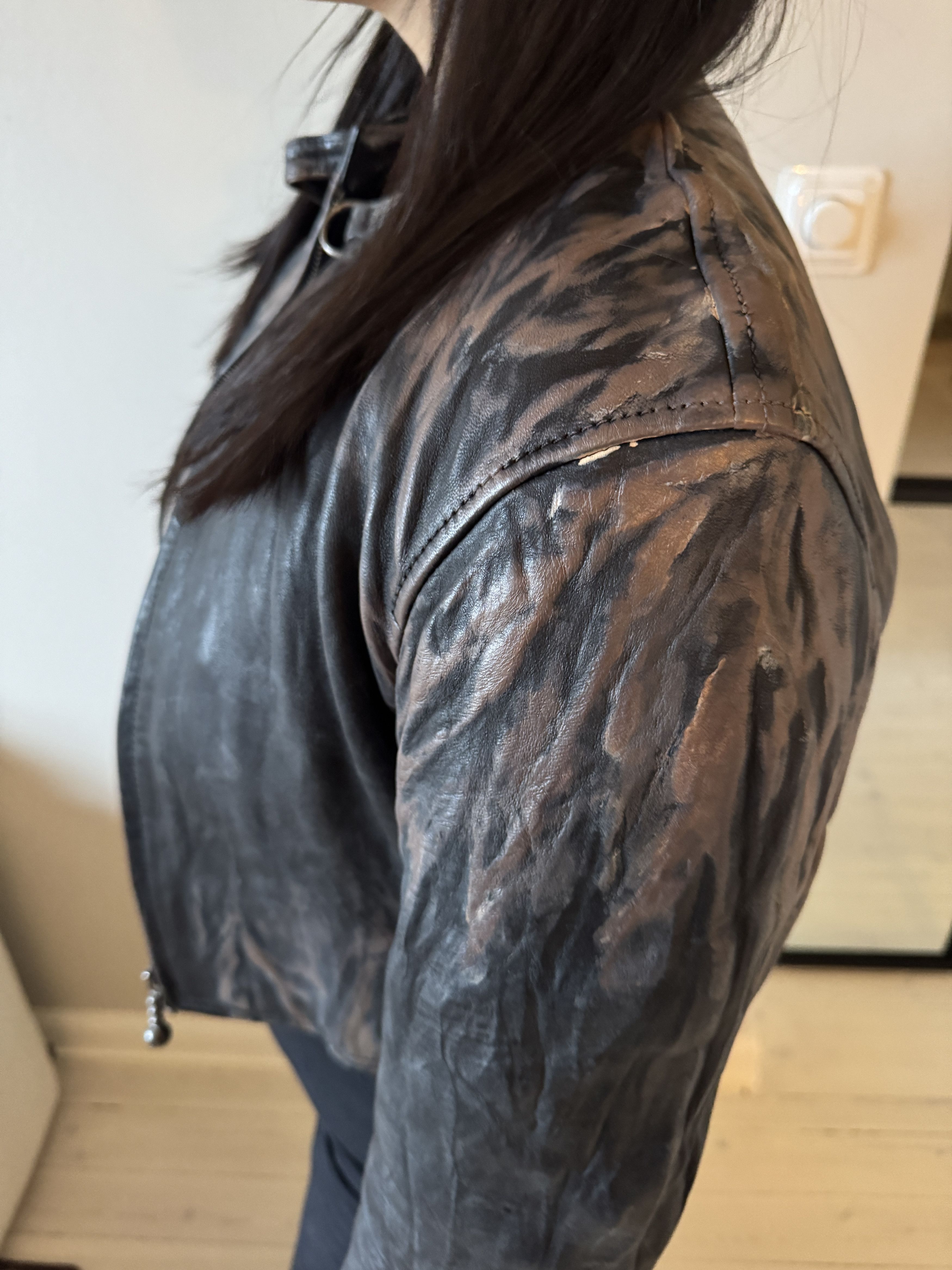 Acne Studios Creased Wrinkle Dye Lambskin Leather Cafe Jacket Size XS / US 0-2 / IT 36-38 - 23 Thumbnail