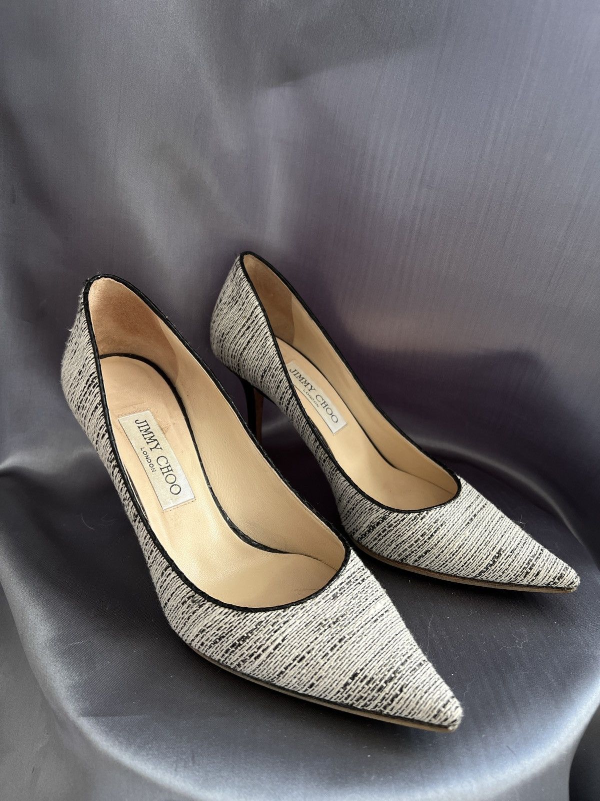 Jimmy Choo Jimmy choo leather and canva heels Size US 8 / IT 38 - 10 Thumbnail