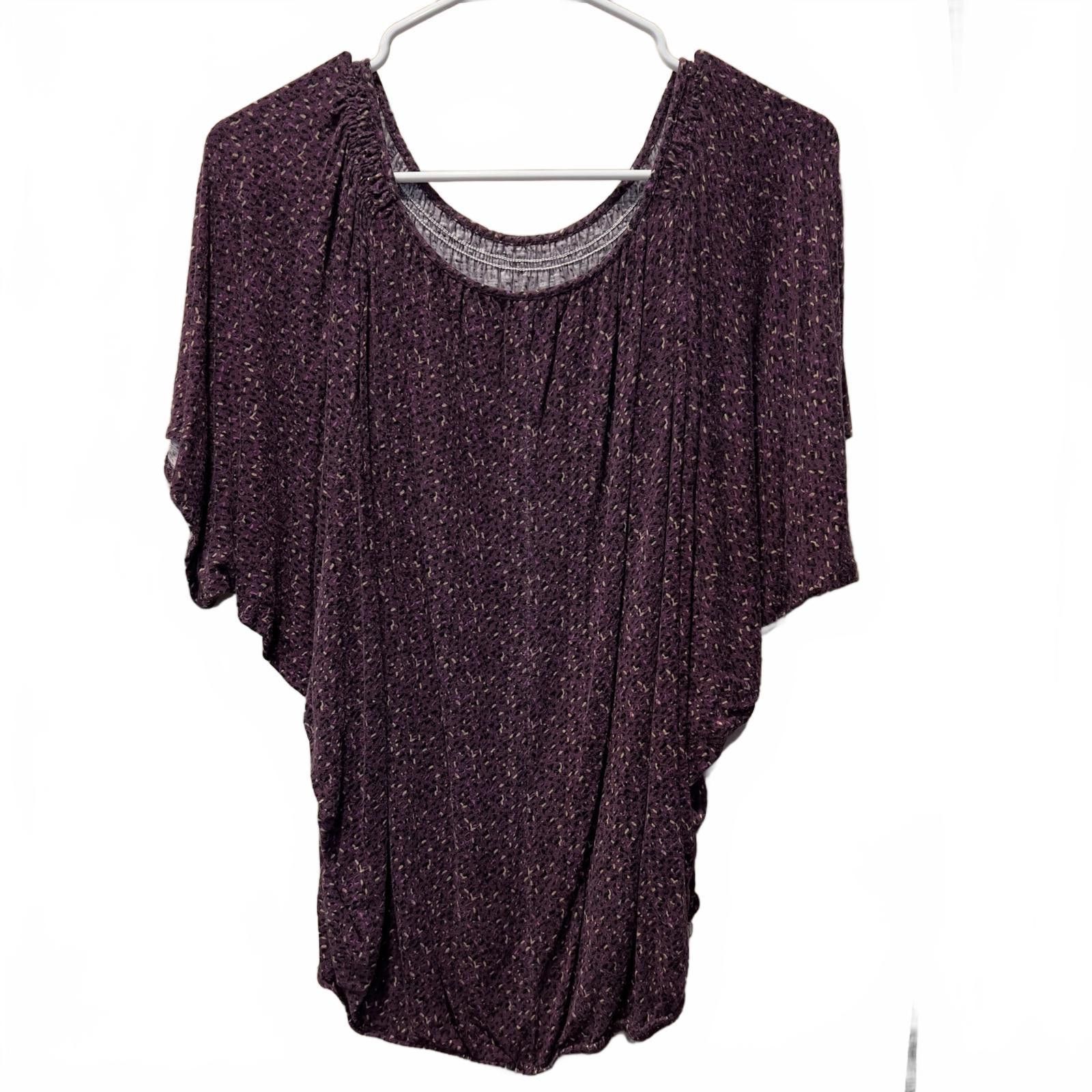 The Unbranded Brand Elegant Purple Blouse with Batwing Sleeves Size XXL / US 16-18 / IT 52-54 - 2 Thumbnail