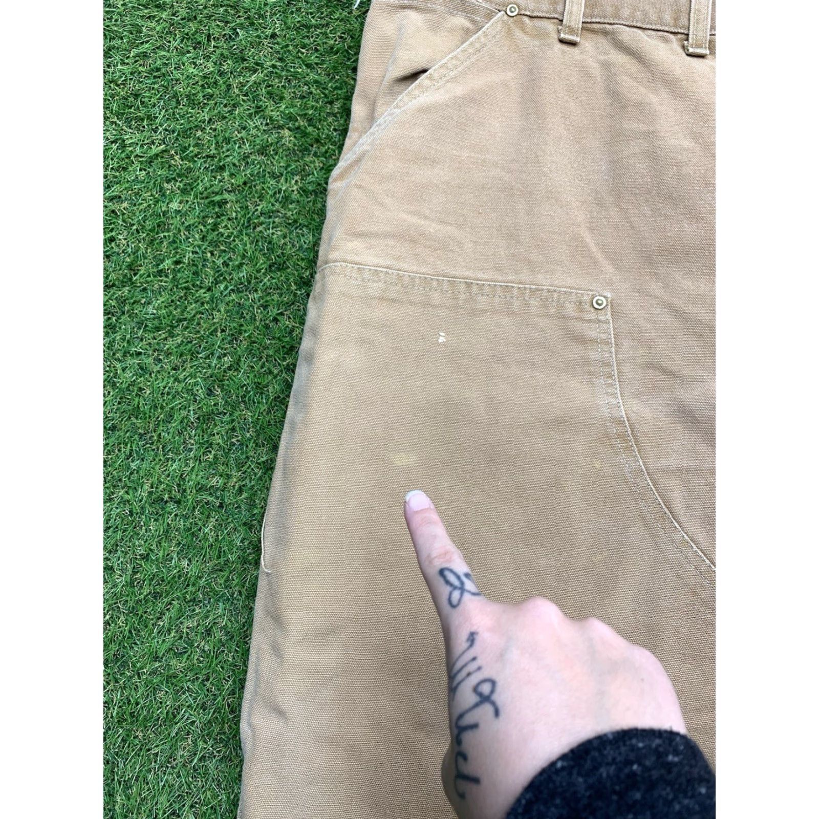 Carhartt VINTAGE Carhartt Double Knee Work Pants Mens 42 Adult 42x27 Brown Cotton Canvas Zig Zip Ankle 90s USA Made Carpenter Tapered Relaxed Mens Size US 42 / EU 58 - 4 Thumbnail