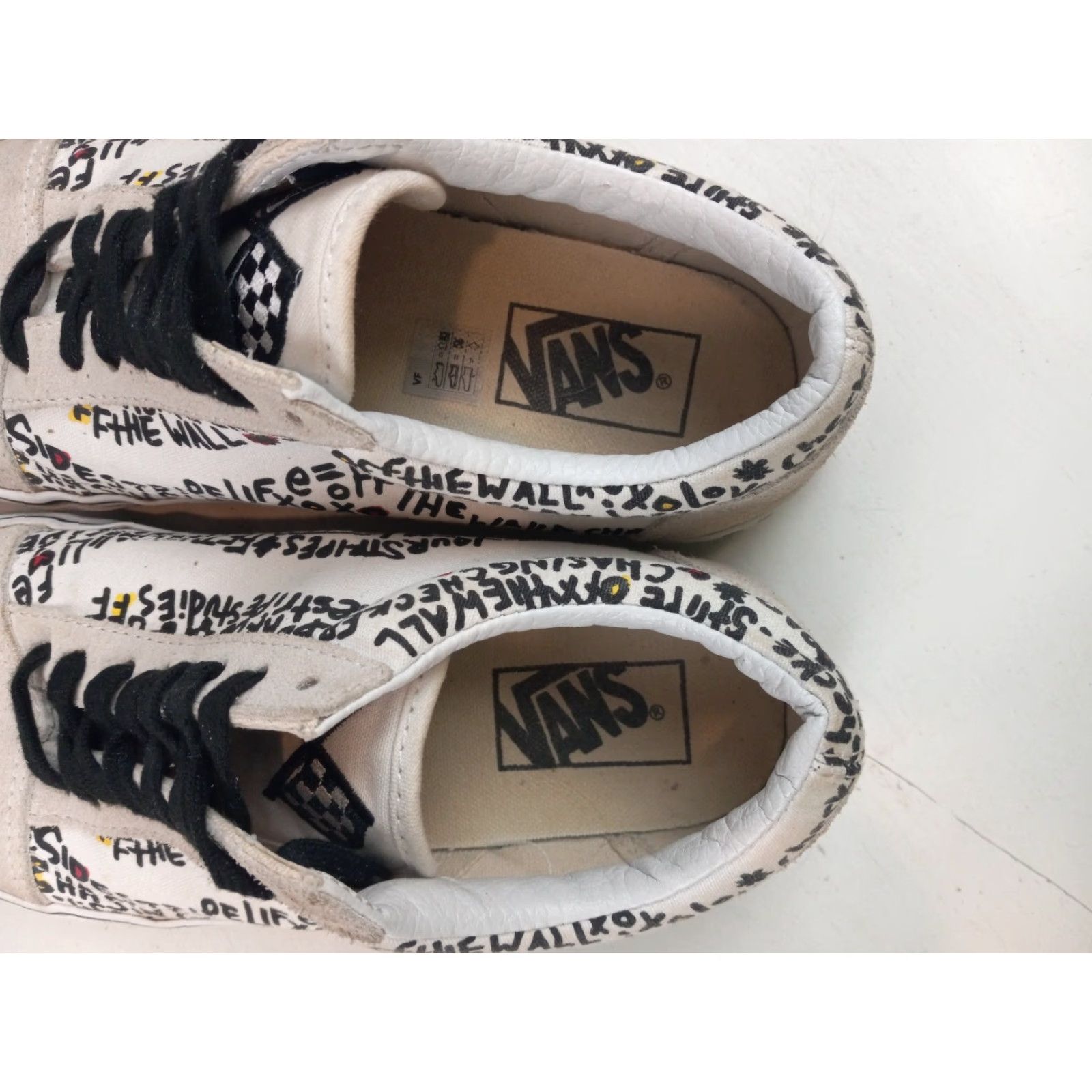 Vans VANS Sneaker Unisex – Low Canvas Suede Checkered Flag Flag Tongue Athletic Shoes 7 8.5 Men Women White Beige Black Size US 6 / IT 36 - 6 Thumbnail