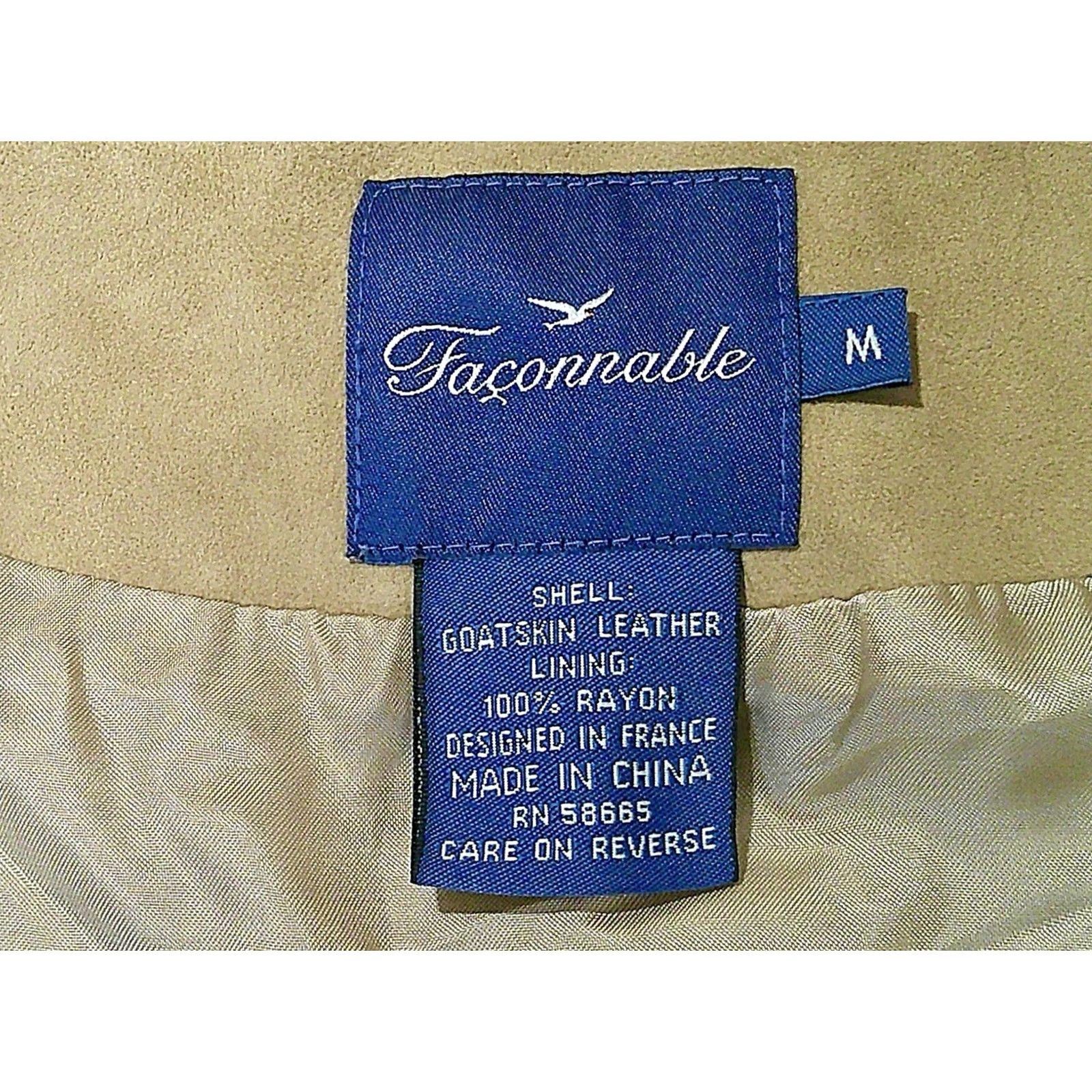 Faconnable Faconnable Goatskin Jacket Medium Women's Long Sleeve Button Down Beige Leather Size M / US 6-8 / IT 42-44 - 2 Thumbnail