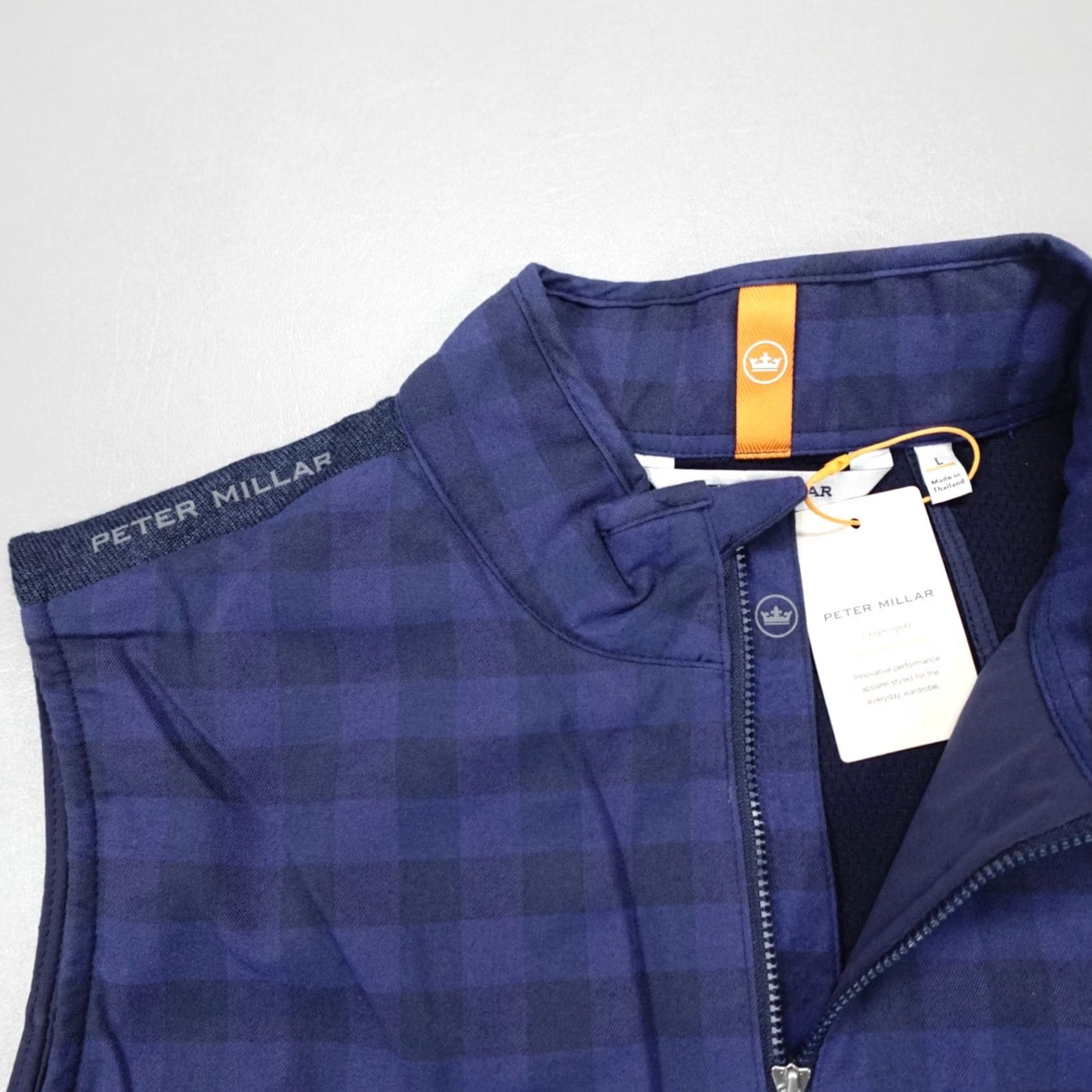Peter Millar Peter Millar Fuse Elite Performance Flannel Vest Full Zip Navy Mens Size L Plaid Wind-Resistant Breathable Zipped Pockets Golf Fall Winter Size US L / EU 52-54 / 3 - 2 Thumbnail