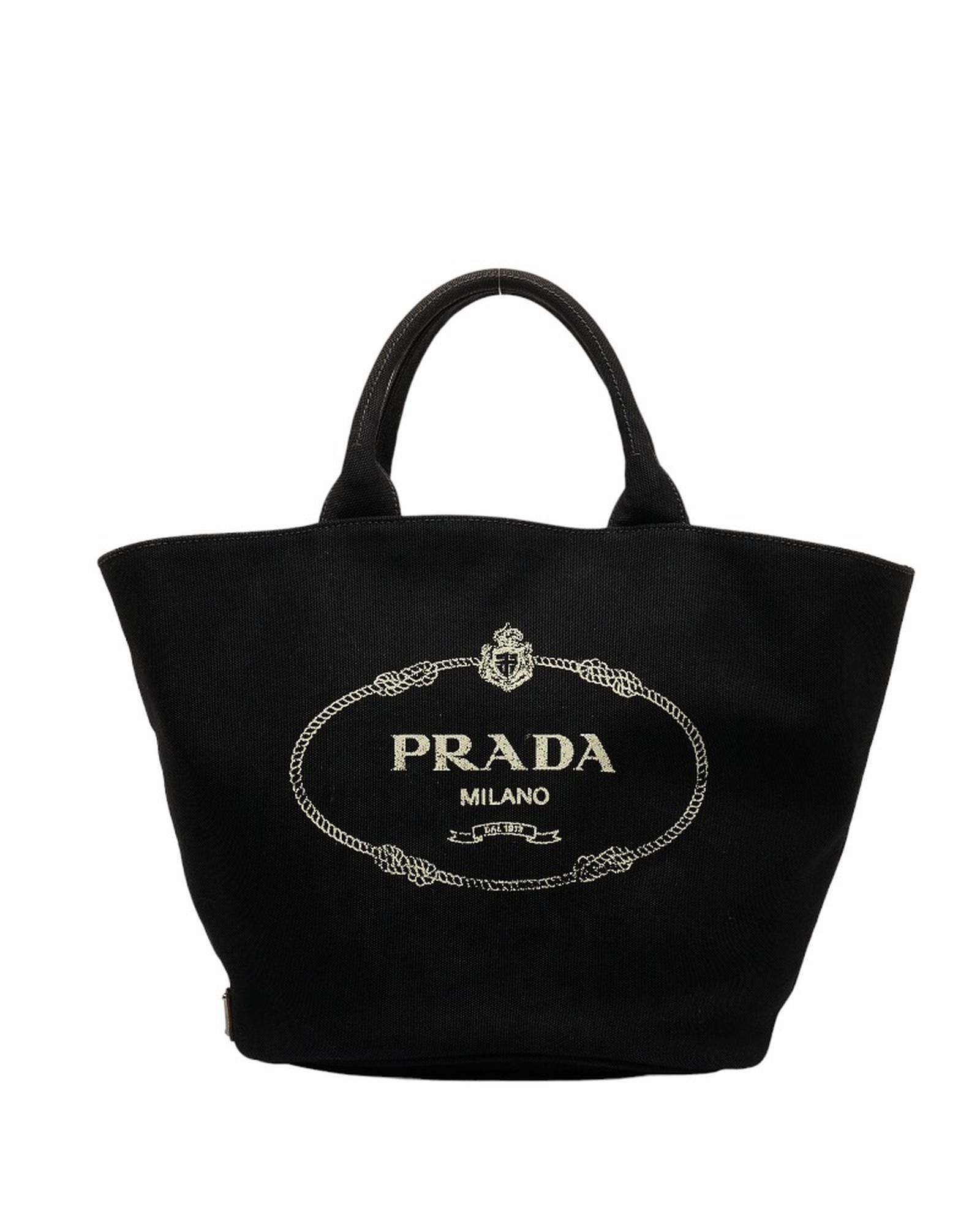 image of Prada Logo Bucket Tote Bag In Black, Women's