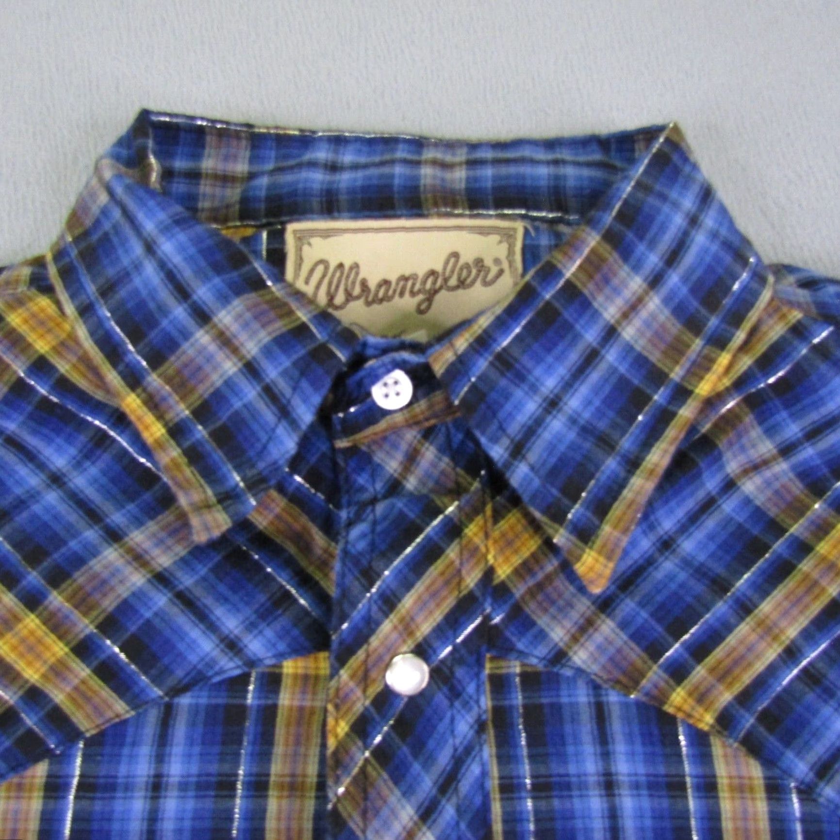 Wrangler VINTAGE Wrangler Western Shirt Mens XL Blue Plaid Pearl Snap Rodeo Sawtooth Country Size US L / EU 52-54 / 3 - 2 Thumbnail