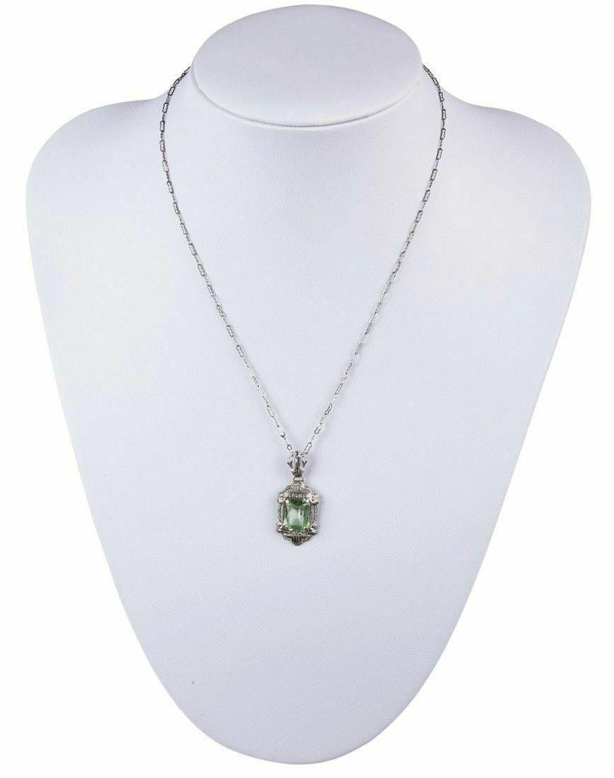 Designer Czech Filigree Faux Peridot Glass Necklace Size ONE SIZE - 2 Thumbnail