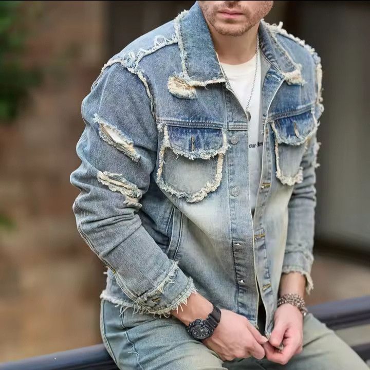 Ripped Slim Casual Denim Jacket