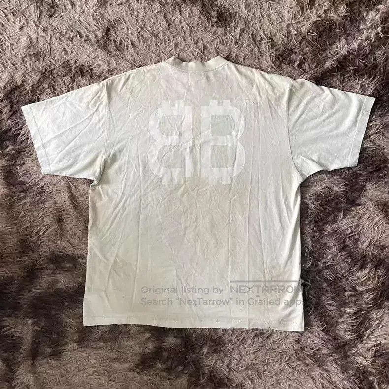 Balenciaga Balenciaga Off-white Distressed Bitcoin Short Sleeve Size US M / EU 48-50 / 2 - 2 Thumbnail