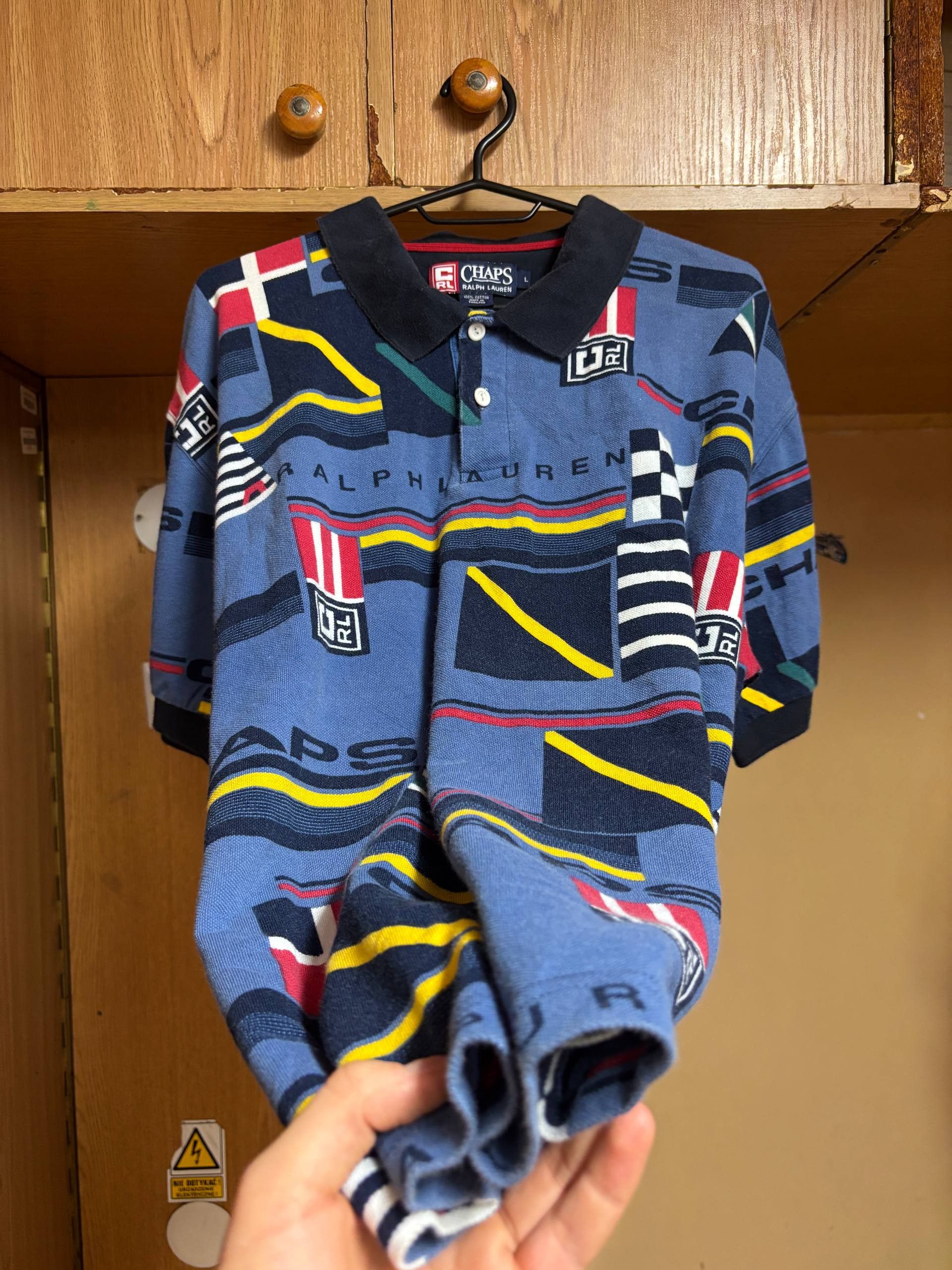 Polo Ralph Lauren 👕 Chaps Ralph Lauren Vintage Polo – Nautical Flag Print Size US L / EU 52-54 / 3 - 2 Thumbnail