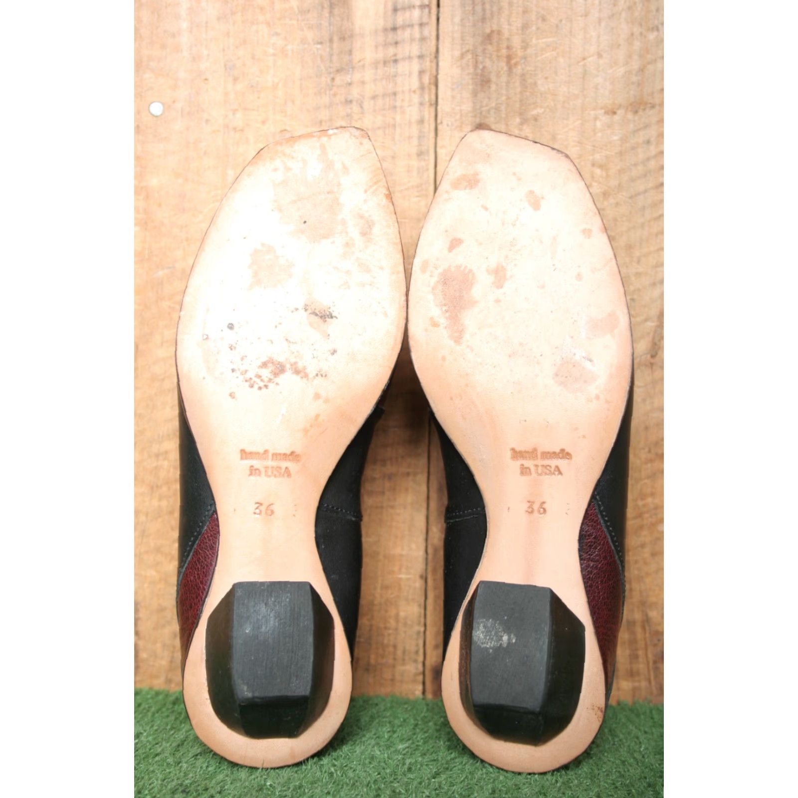 Area VINTAGE CYDWOQ Bootie Leather Black Burgundy 1" Heel Zip US 6 EUR 36 Womens Shoes Size US 6 / IT 36 - 7 Thumbnail