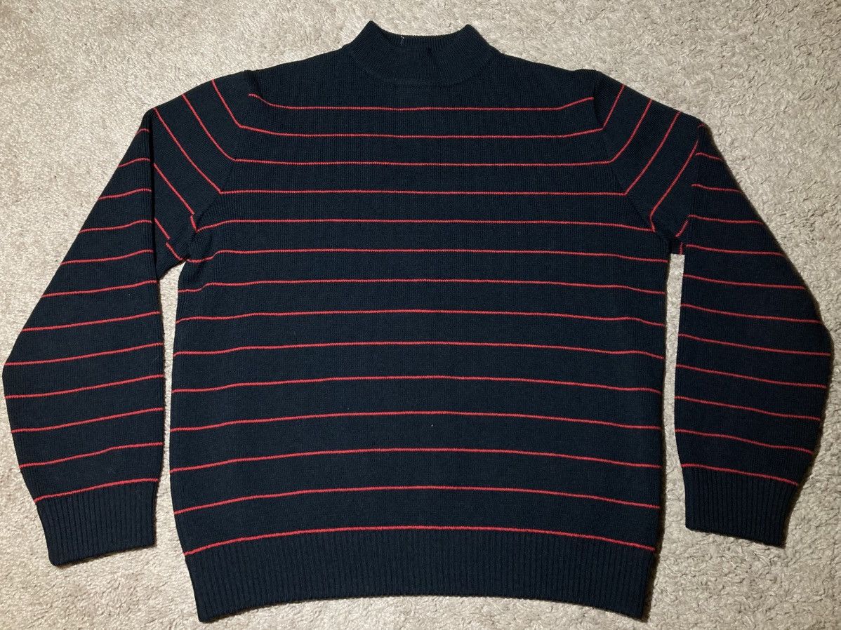 Celine SS20 Celine Mock Neck Striped Wool Sweater Thick Red Hedi Size US M / EU 48-50 / 2 - 2 Thumbnail