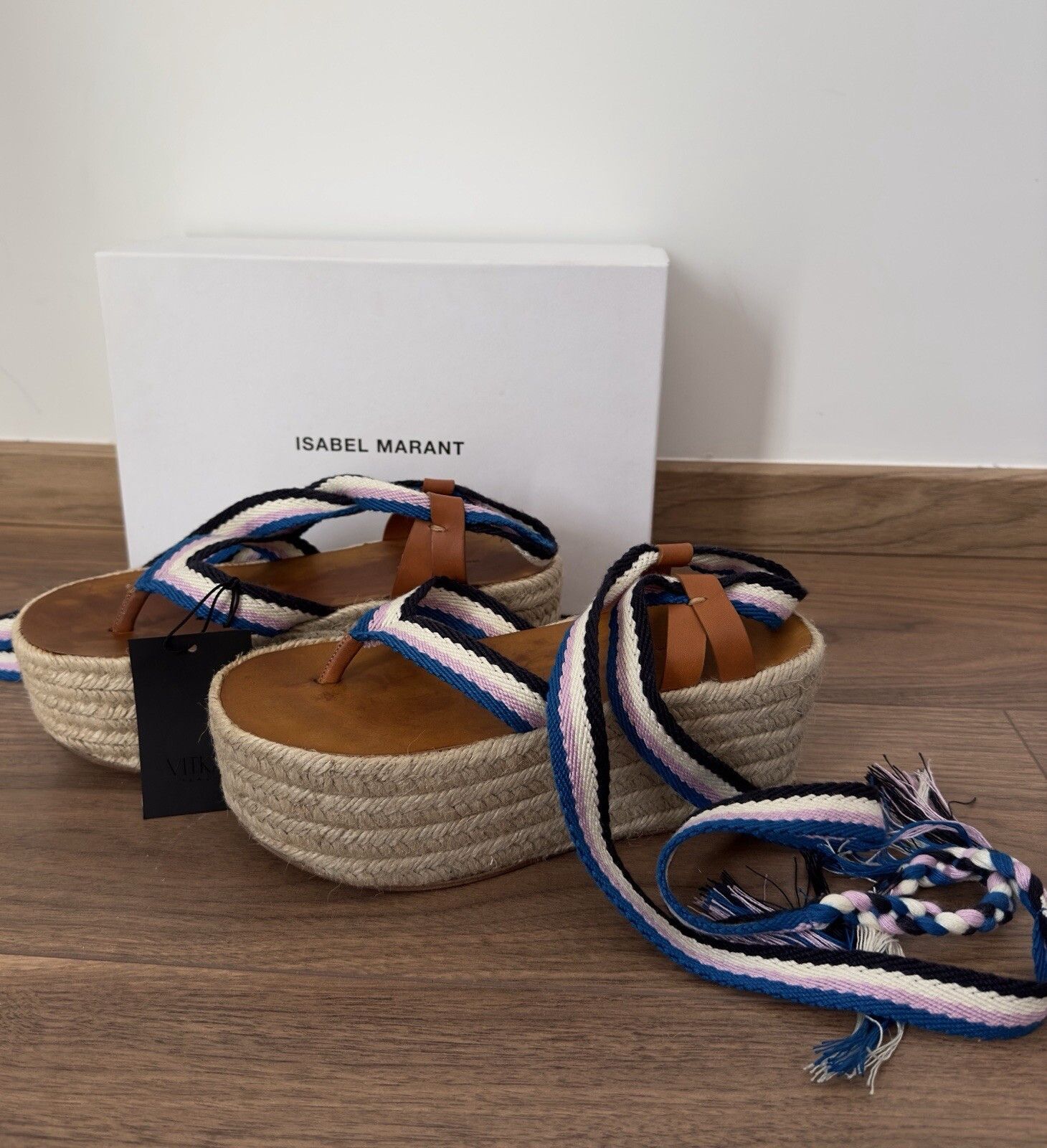Isabel Marant New Isabel Marant Wedge Espadrill Platform Sandals Leather Size US 8 / IT 38 - 4 Thumbnail