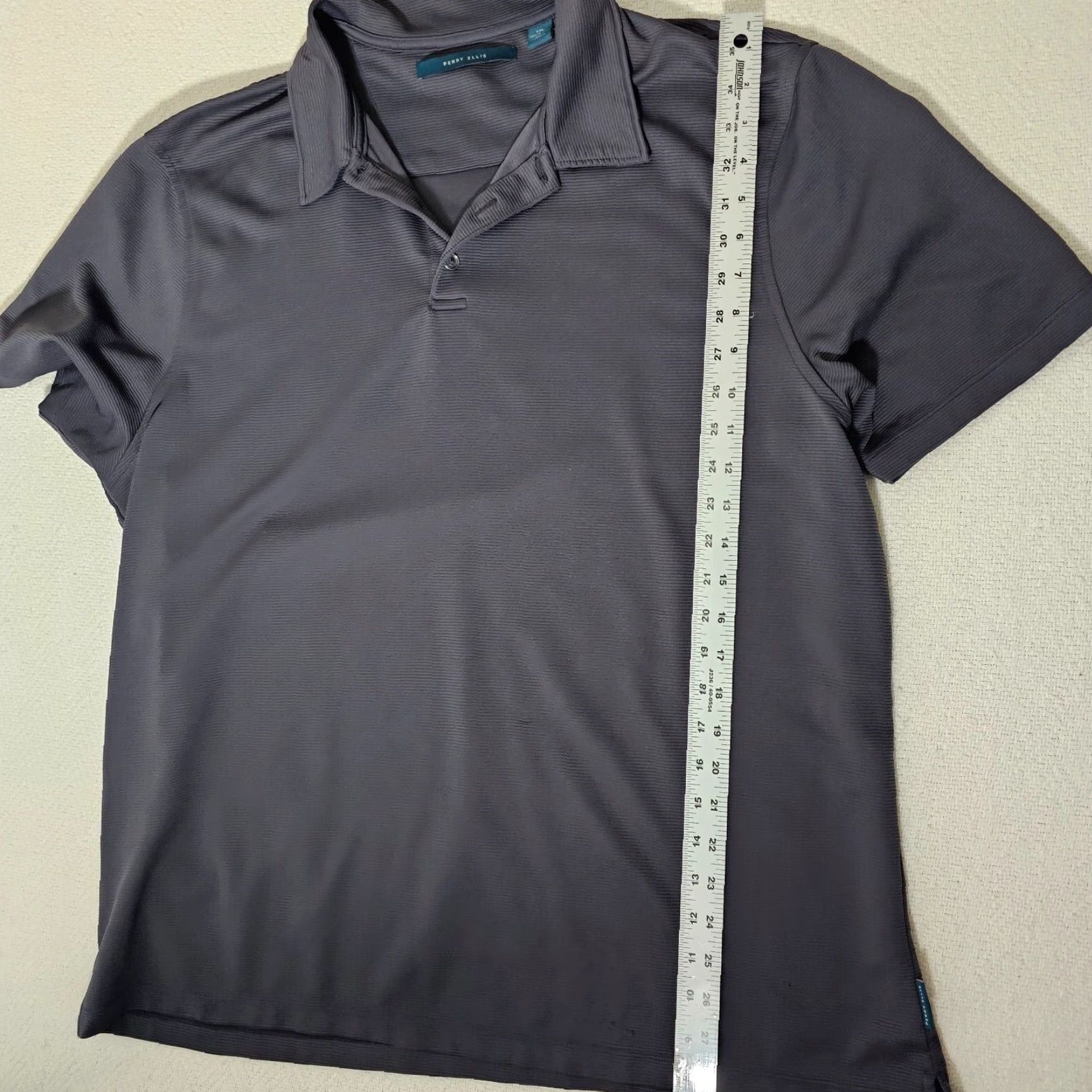 Perry Ellis Perry Ellis Polo Shirt Men 2XL Gray Embossed Stripe Stretch Golf Polo Shirt Short Sleeve Regular Modern Athletic Size US XXL / EU 58 / 5 - 4 Thumbnail