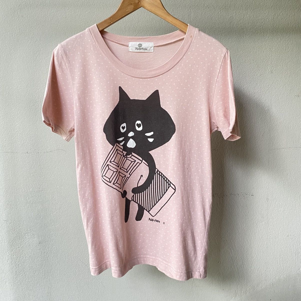 Ne-Net Ne-net Pink Tee with Black Cat Logo Size XS / US 0-2 / IT 36-38 - 1 Thumbnail
