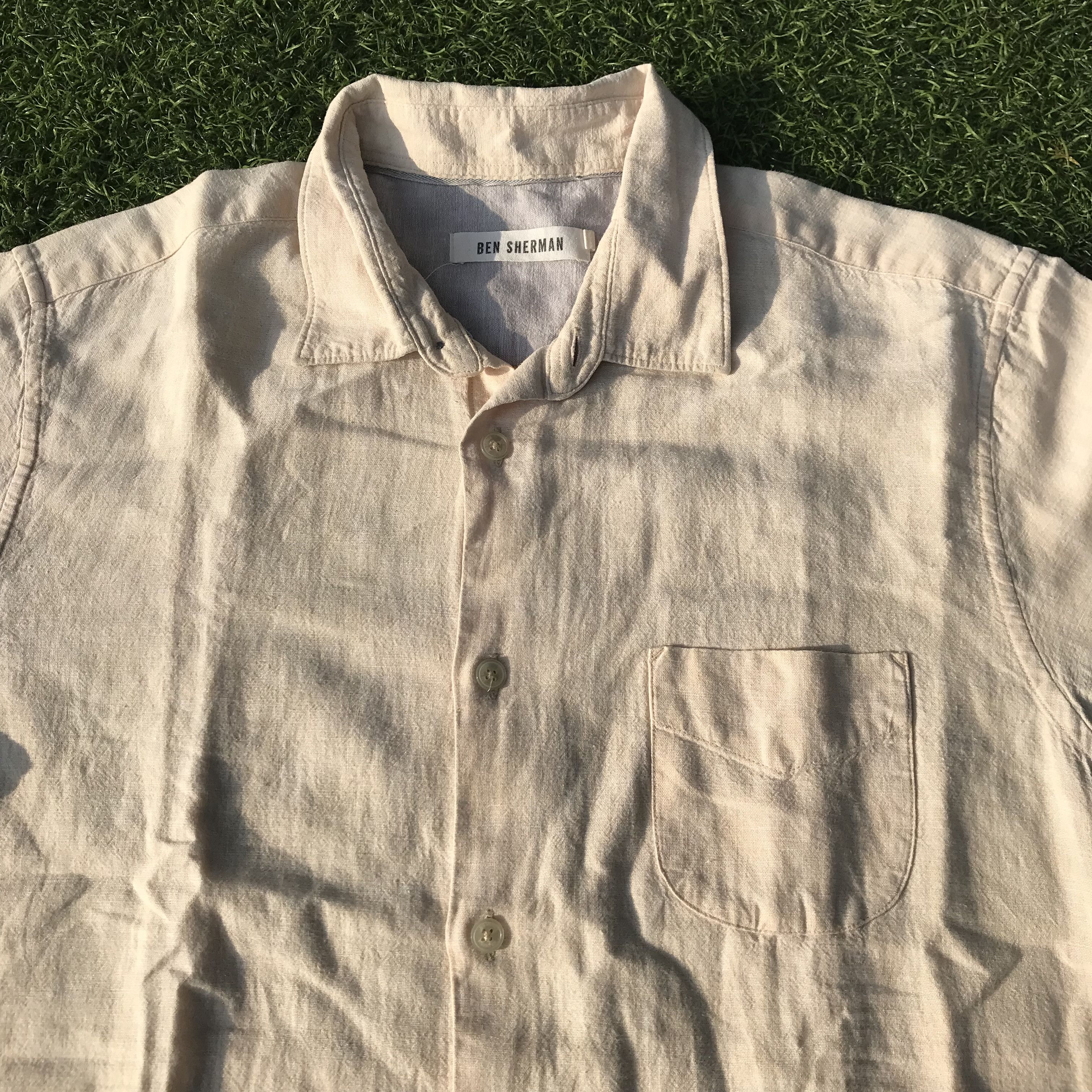 Ben Sherman × Designer × Other UK Ben Sherman White Chalk Chambray Short Sleeve Shirt Size US M / EU 48-50 / 2 - 2 Thumbnail