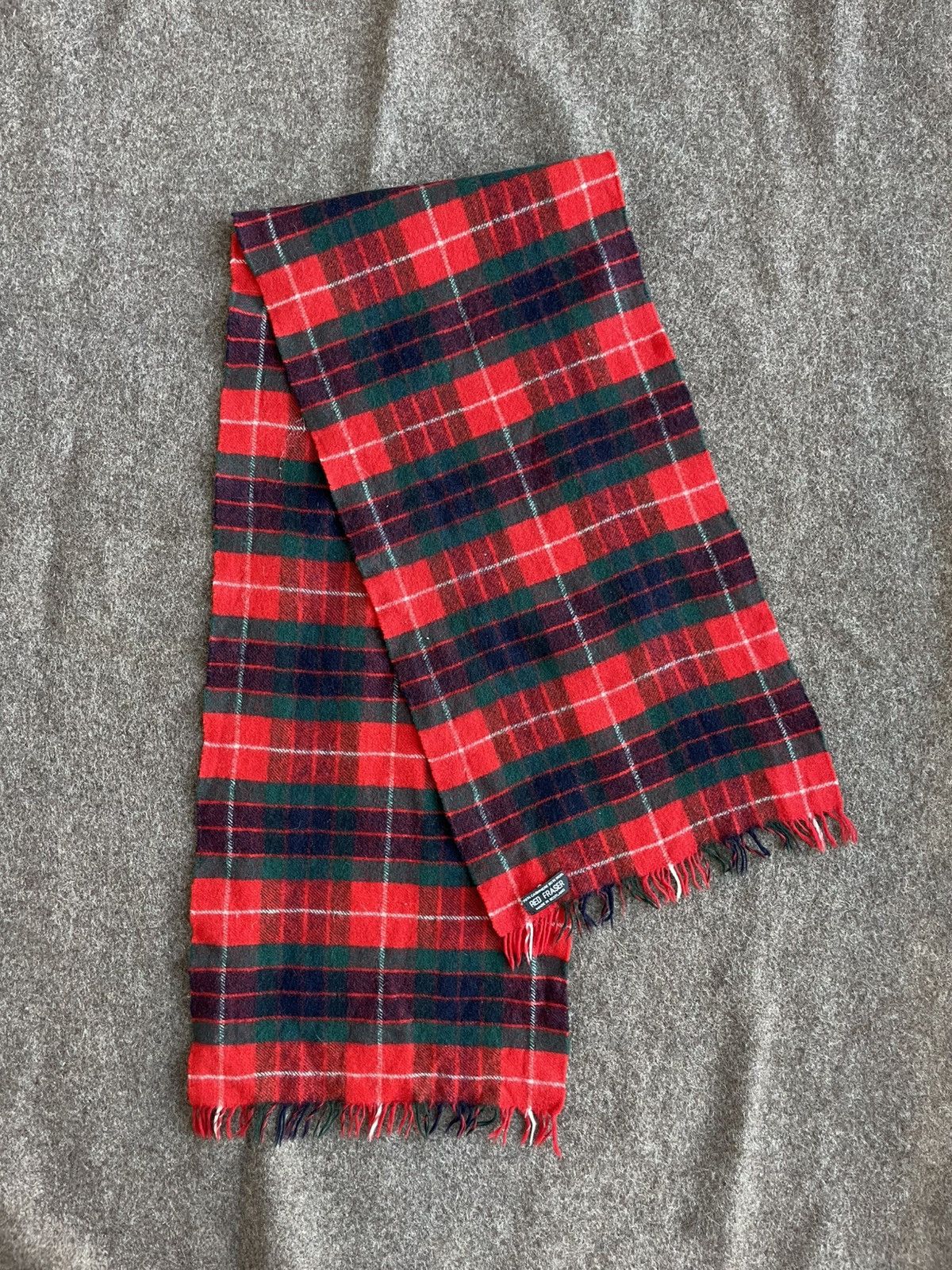Vintage Red Fraser Cashmer & Wool Scarf Size ONE SIZE - 4 Thumbnail
