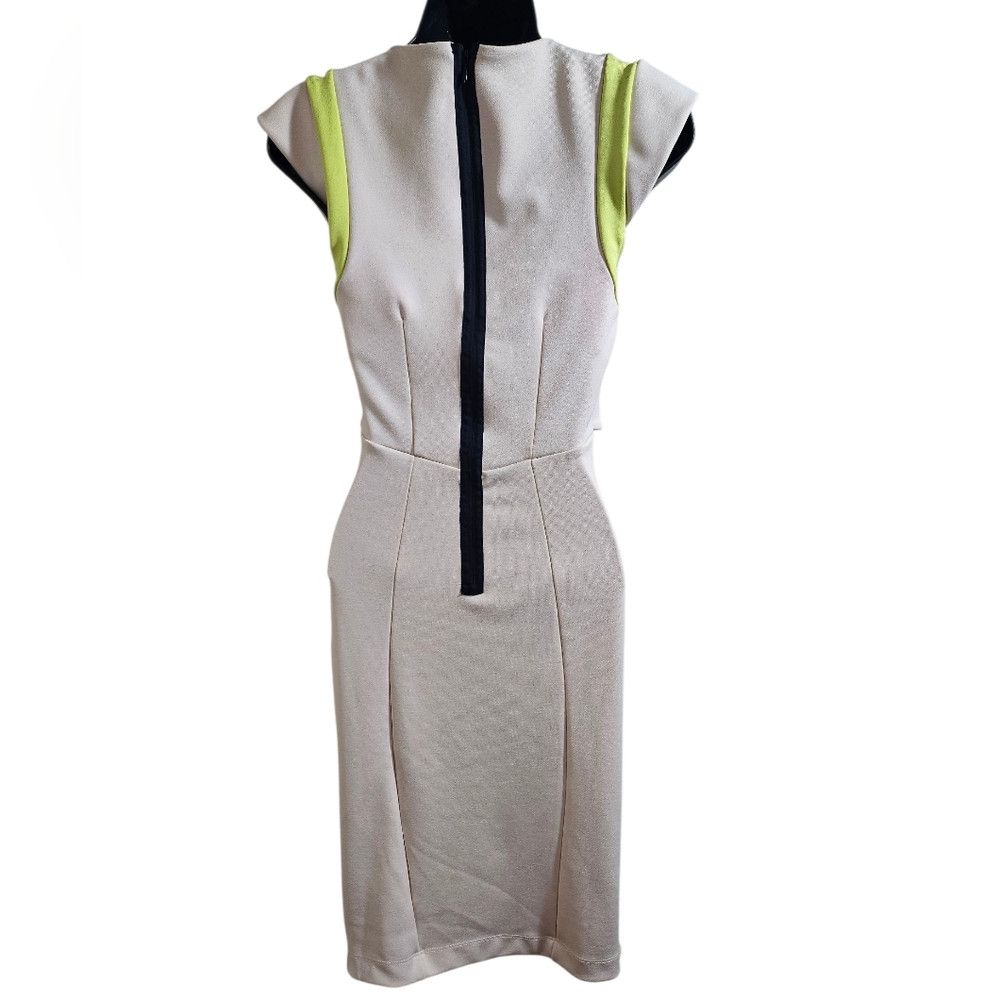 French Connection French Connection Cream Navy Blue Lime Green Dress 4 Size S / US 4 / IT 40 - 2 Thumbnail