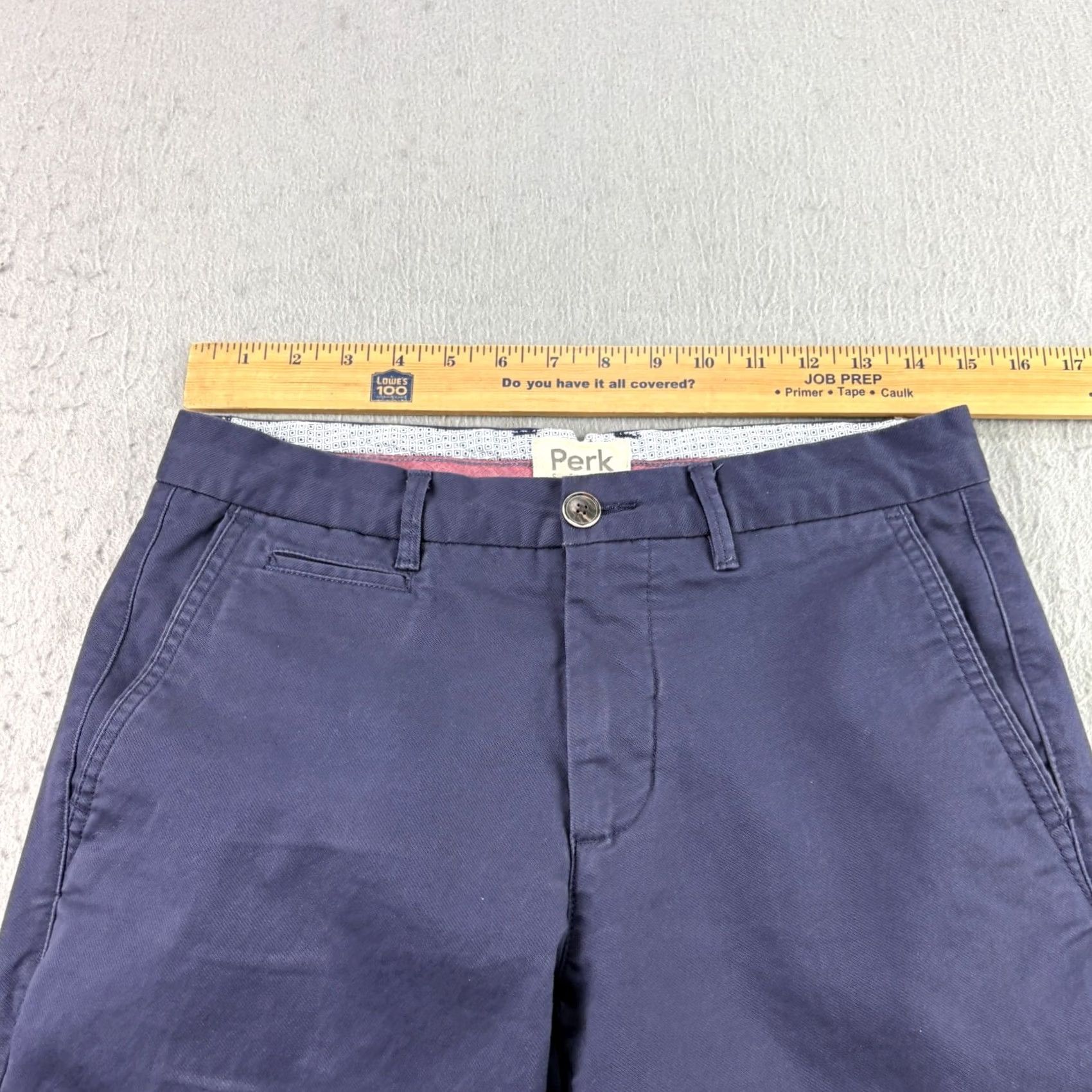 Vintage Perk Mens Pants 30x30 30x27 Blue Chino Straight Leg Khakis Casual Regular Cotton Front Flat Tagless Solid Pattern Zip Front Size US 30 / EU 46 - 7 Thumbnail