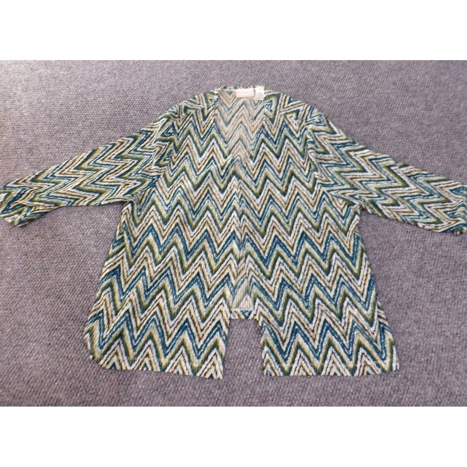 Vintage Alfred Dunner Blouse Shirt Womens 2X Green Geometric Open Rhinestone Classic Knit Polyester Spandex Crew Neck Long Sleeve Pullover Casual Plus Size Size XXL / US 16-18 / IT 52-54 - 2 Thumbnail