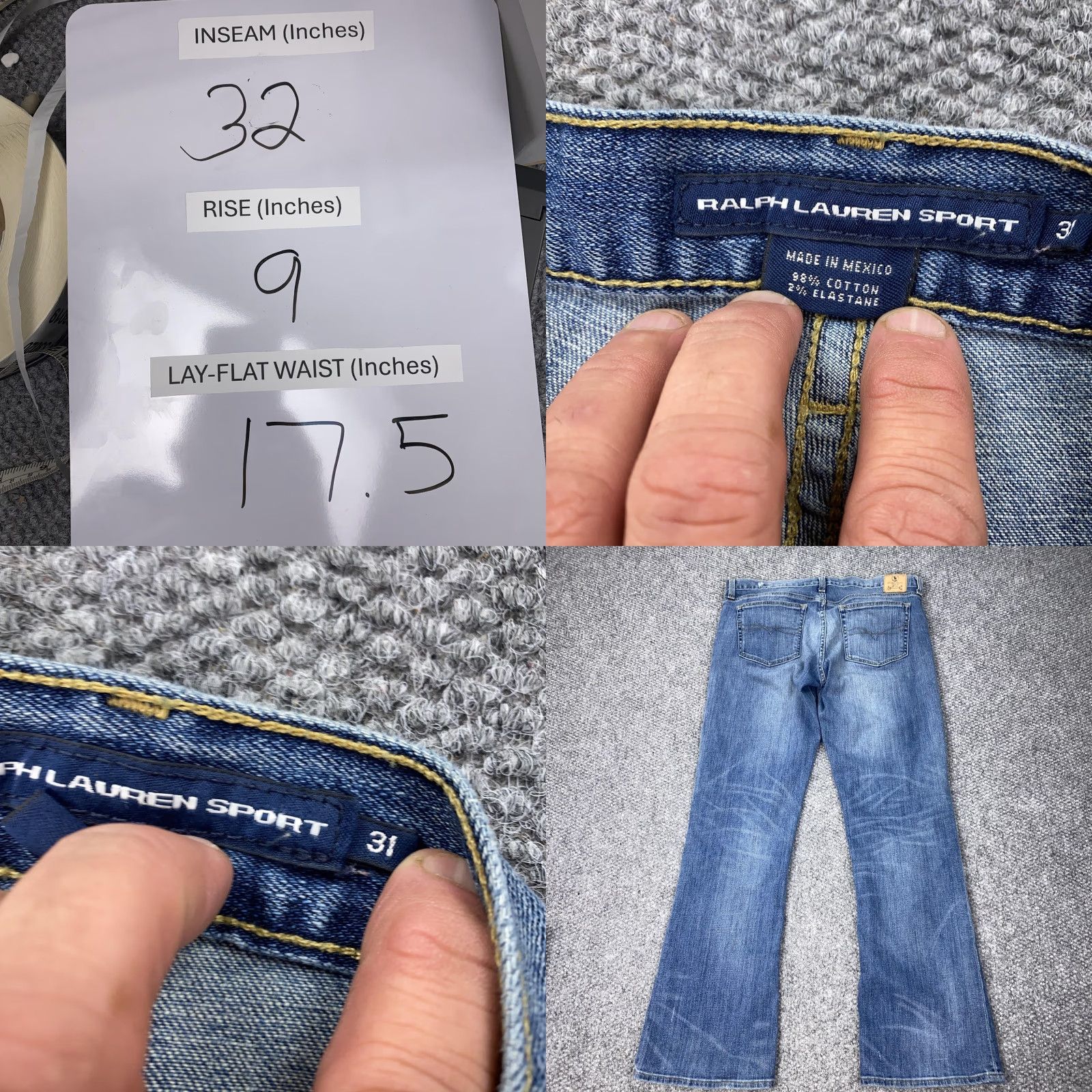 Ralph Lauren Ralph Lauren Sport Jeans Womens 35x32 Blue Denim Straight Leg Stretch Pants Jeans Woman 35x32 Medium Blue Pockets Distressed 90s? Size 24" / US 00 / IT 34 - 8 Thumbnail