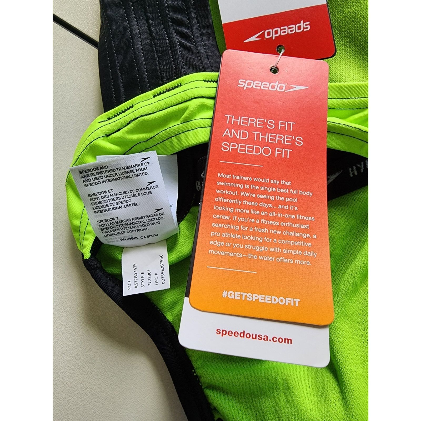 Speedo Speedo Hydro Bra Racing Cut Powerflex Eco Swimsuit 8 NWT Size ONE SIZE - 5 Thumbnail