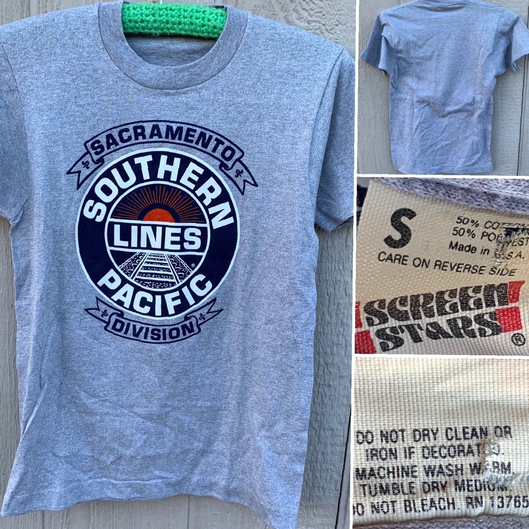 Vintage VINTAGE Southern Pacific Lines Sacramento Division t shirt single stitch Size S (Unisex) Gray Screen Stars 1980s Graphic Tee Men/Women? Size US S / EU 44-46 / 1 - 2 Thumbnail