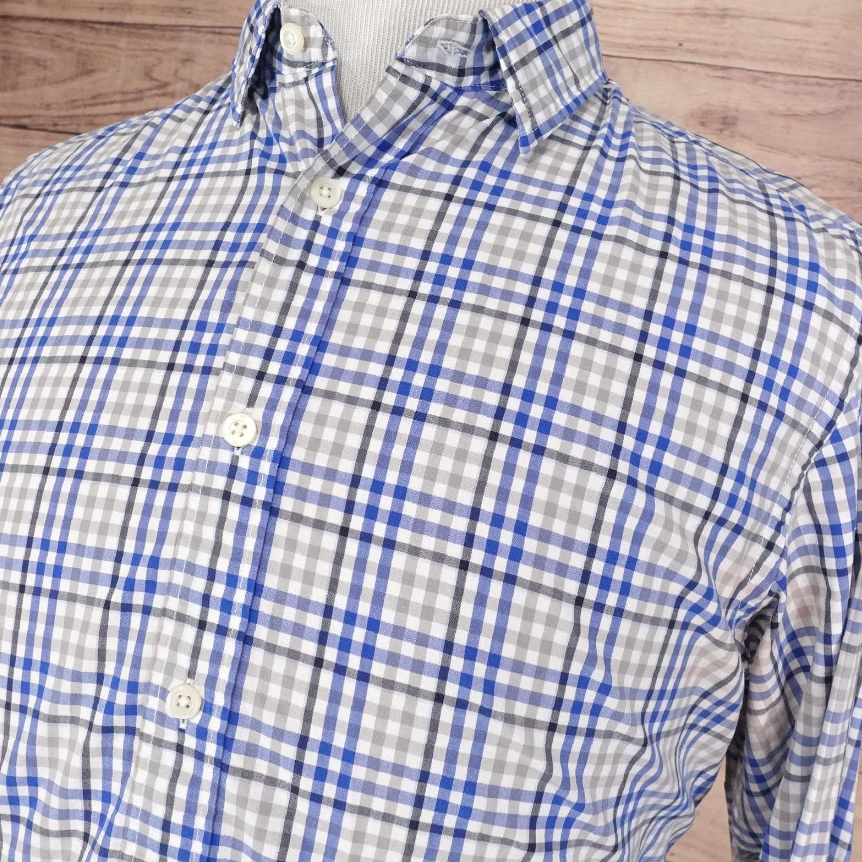 Banana Republic VINTAGE Banana Republic Shirt Mens M Blue Plaid Slim Fit Button-Down Long Sleeve Size US M / EU 48-50 / 2 - 2 Thumbnail