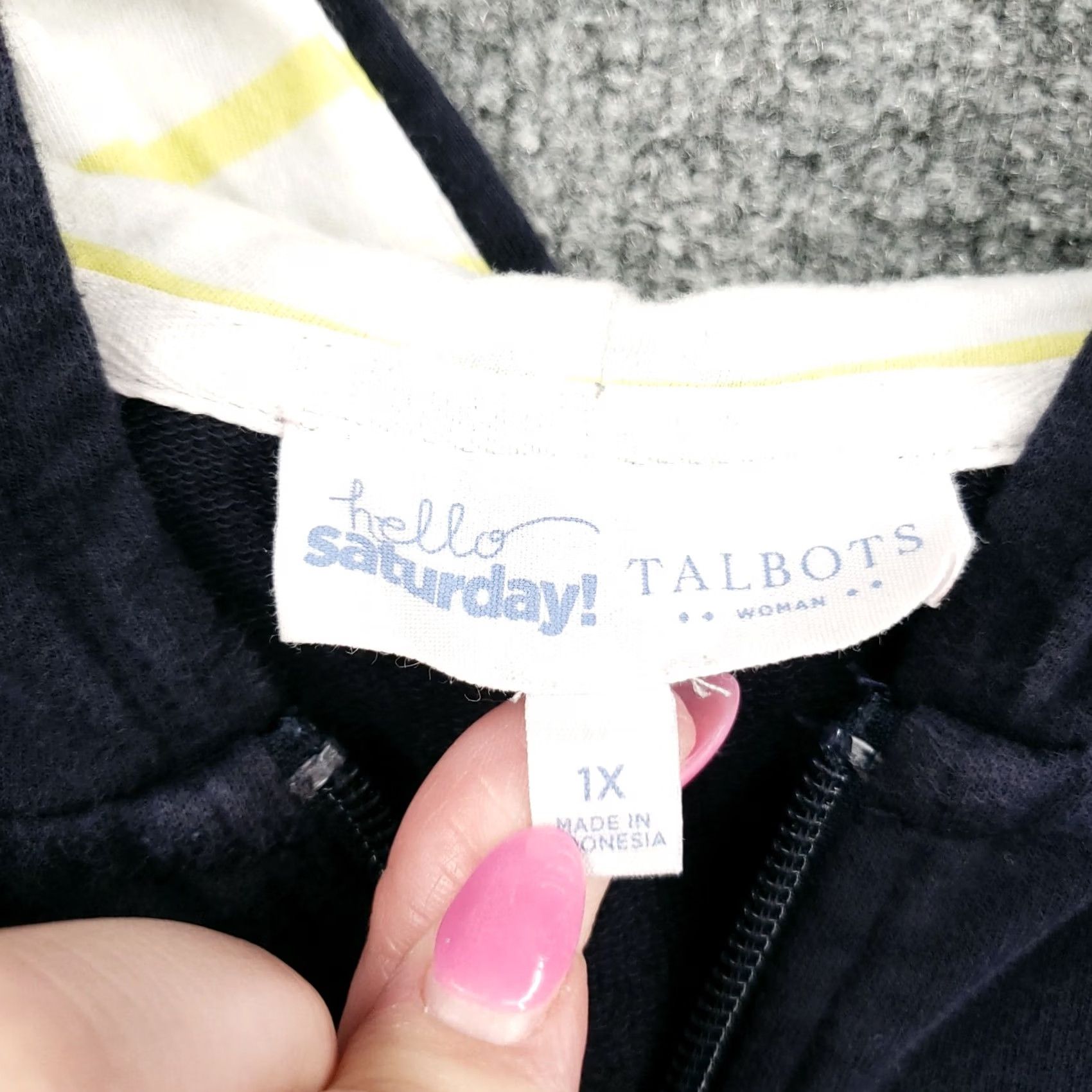 Talbots Talbots Blue Hoodie Womens 1X Zip Pullover Full Zip Hooded Sweatshirt Casual Activewear Knit Cotton Polyester Spandex Size XL / US 12-14 / IT 48-50 - 6 Thumbnail